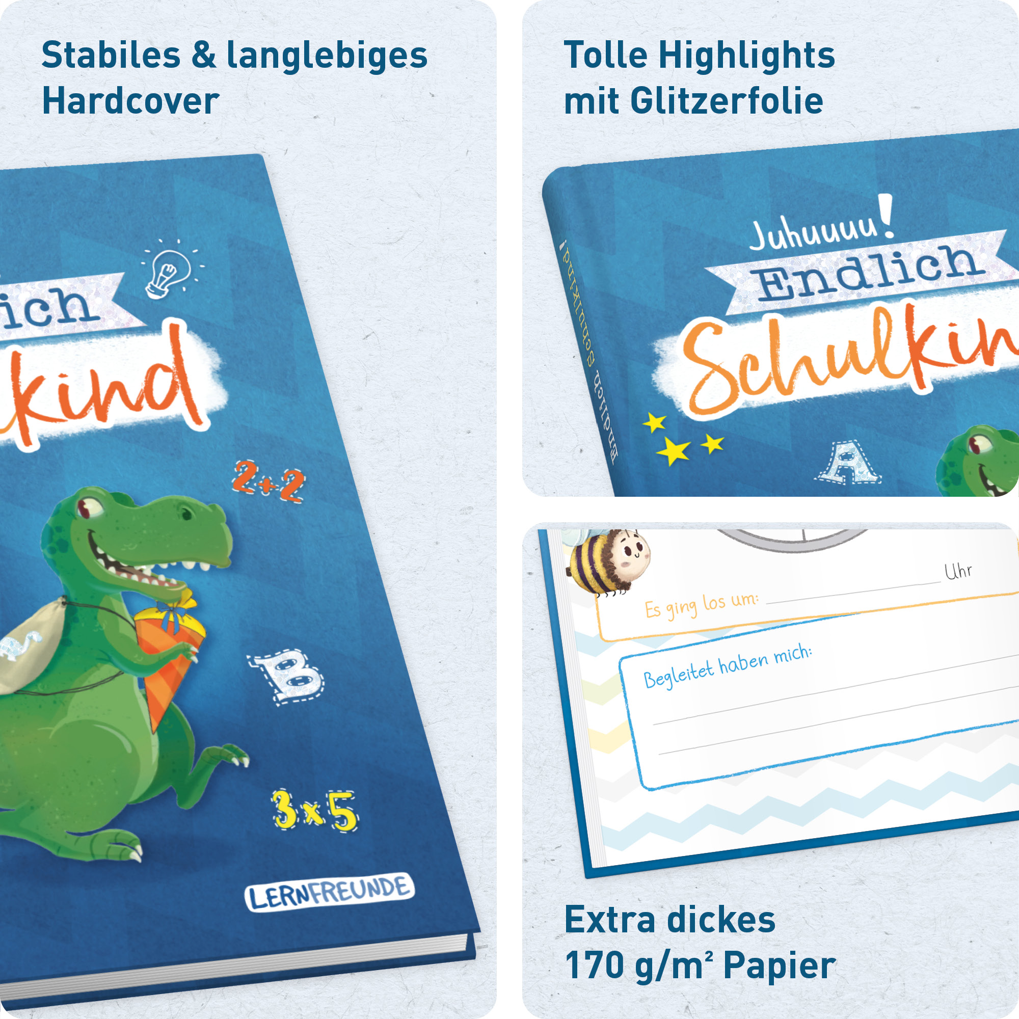 Artikelbild 2 des Artikels “Endlich Schulkind A5 zur Einschulung [Dino] “
