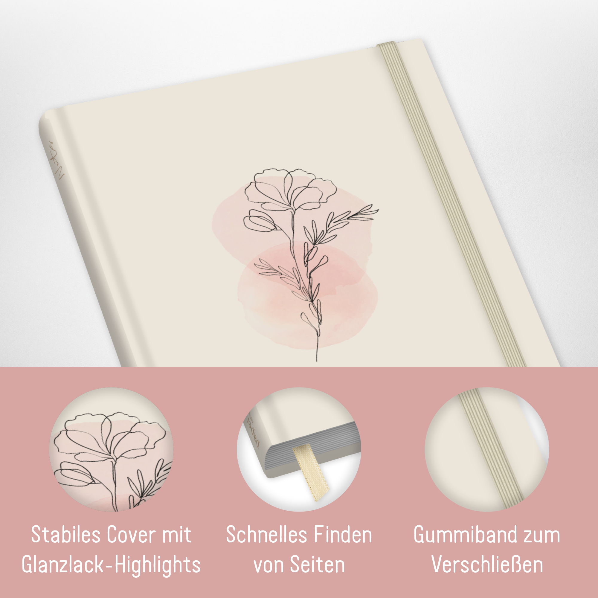 Artikelbild 2 des Artikels “paper&you Notizbuch Classic kariert A5+  [Dainty Flower] “