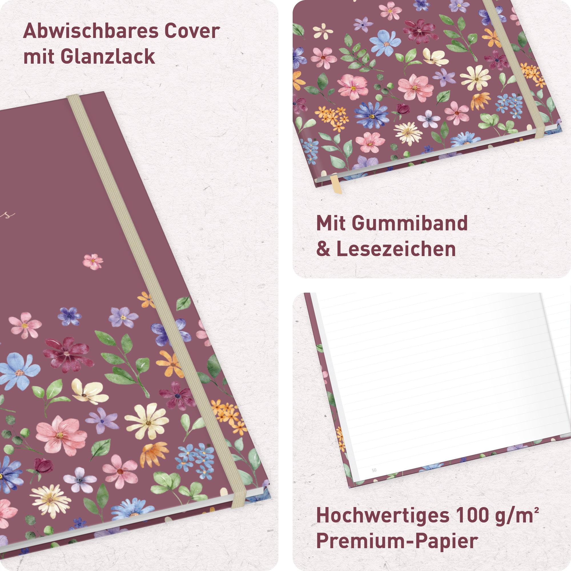 Artikelbild 2 des Artikels “paper&you Notizbuch A4+ liniert [Berry Blossoms] “