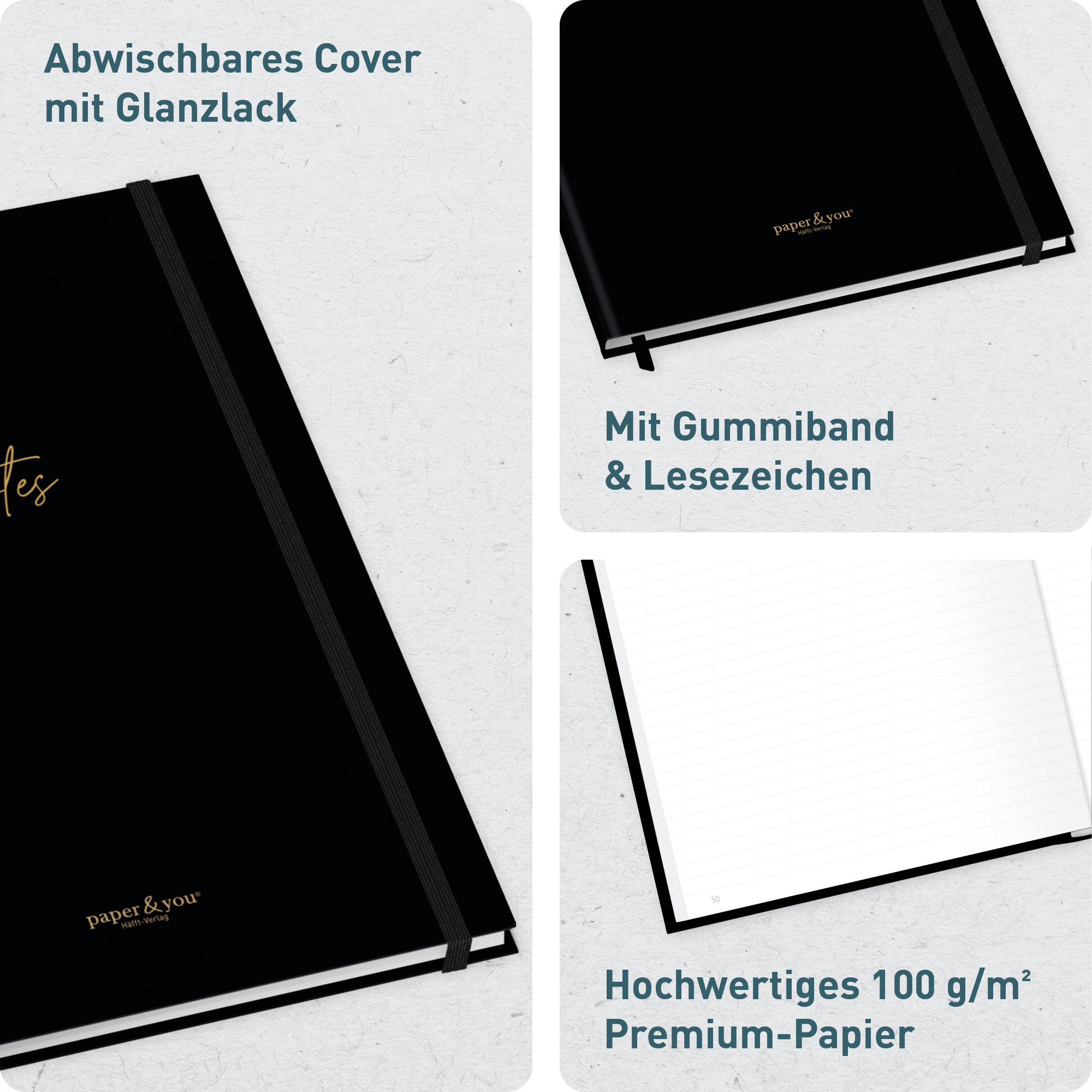 Artikelbild 2 des Artikels “paper&you Notizbuch A4+ liniert [Black Edition] “