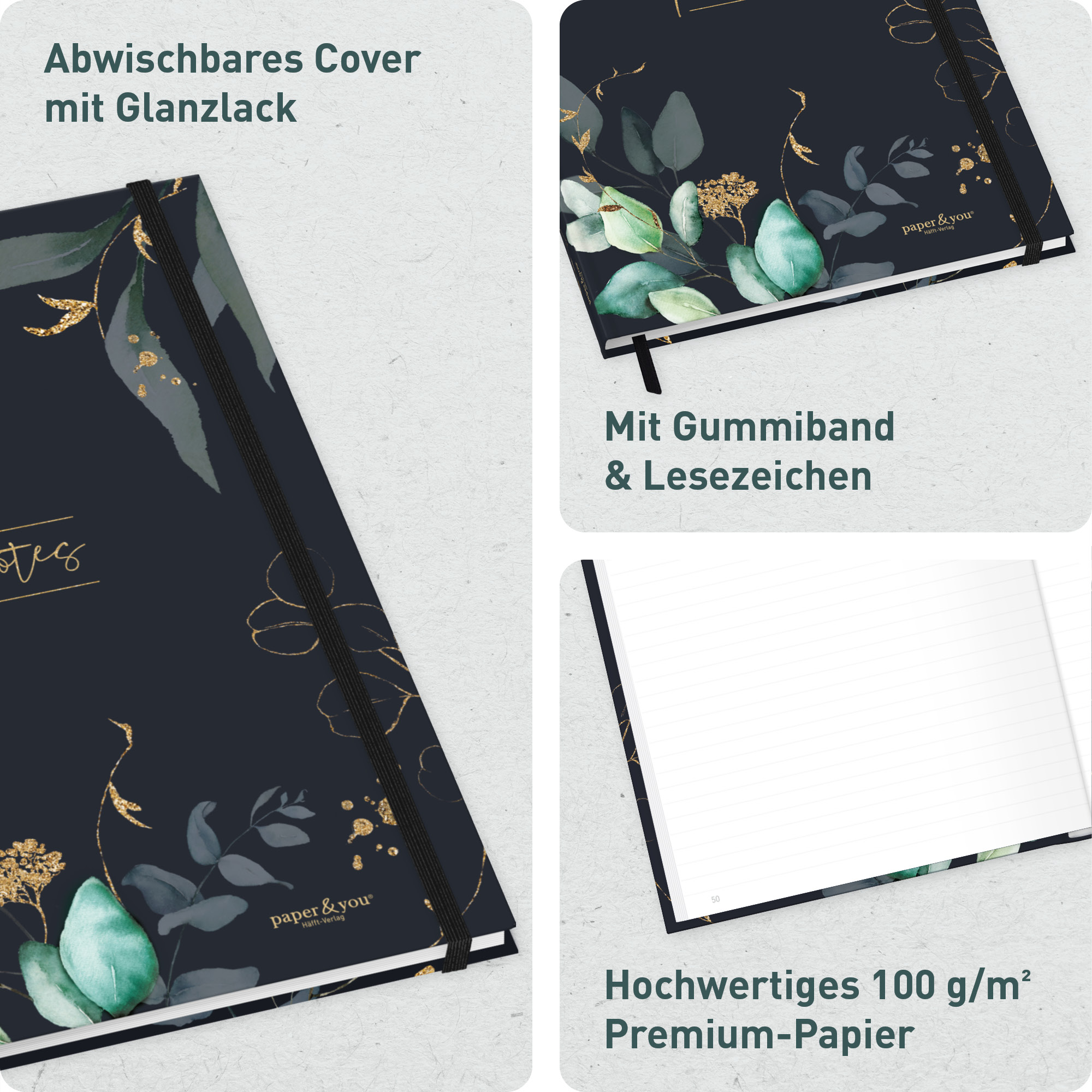 Artikelbild 2 des Artikels “paper&you Notizbuch A4+ liniert [Mondscheinblüten] “