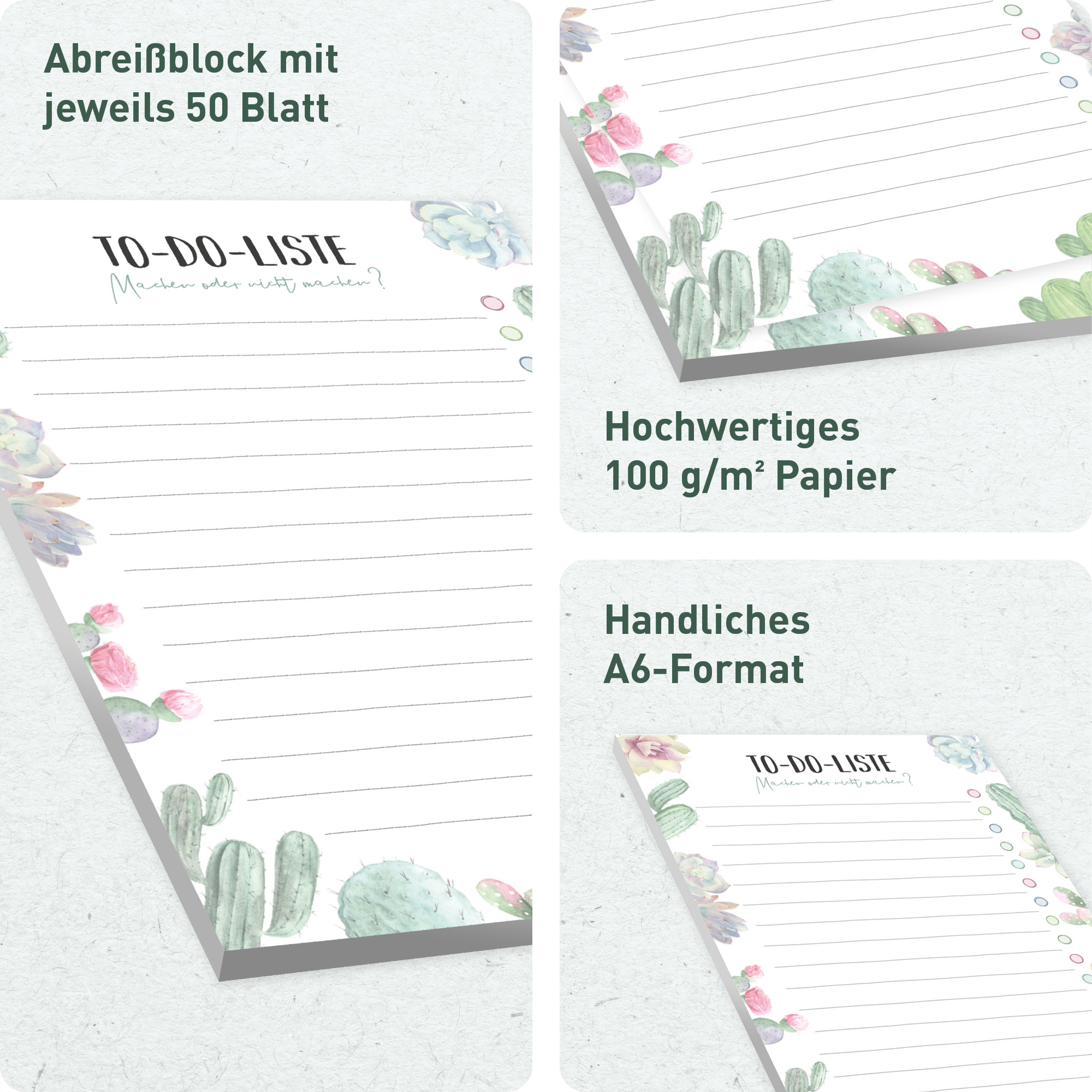 Artikelbild 2 des Artikels “paper&you To-do Listen Block A6 [Kakteen] “