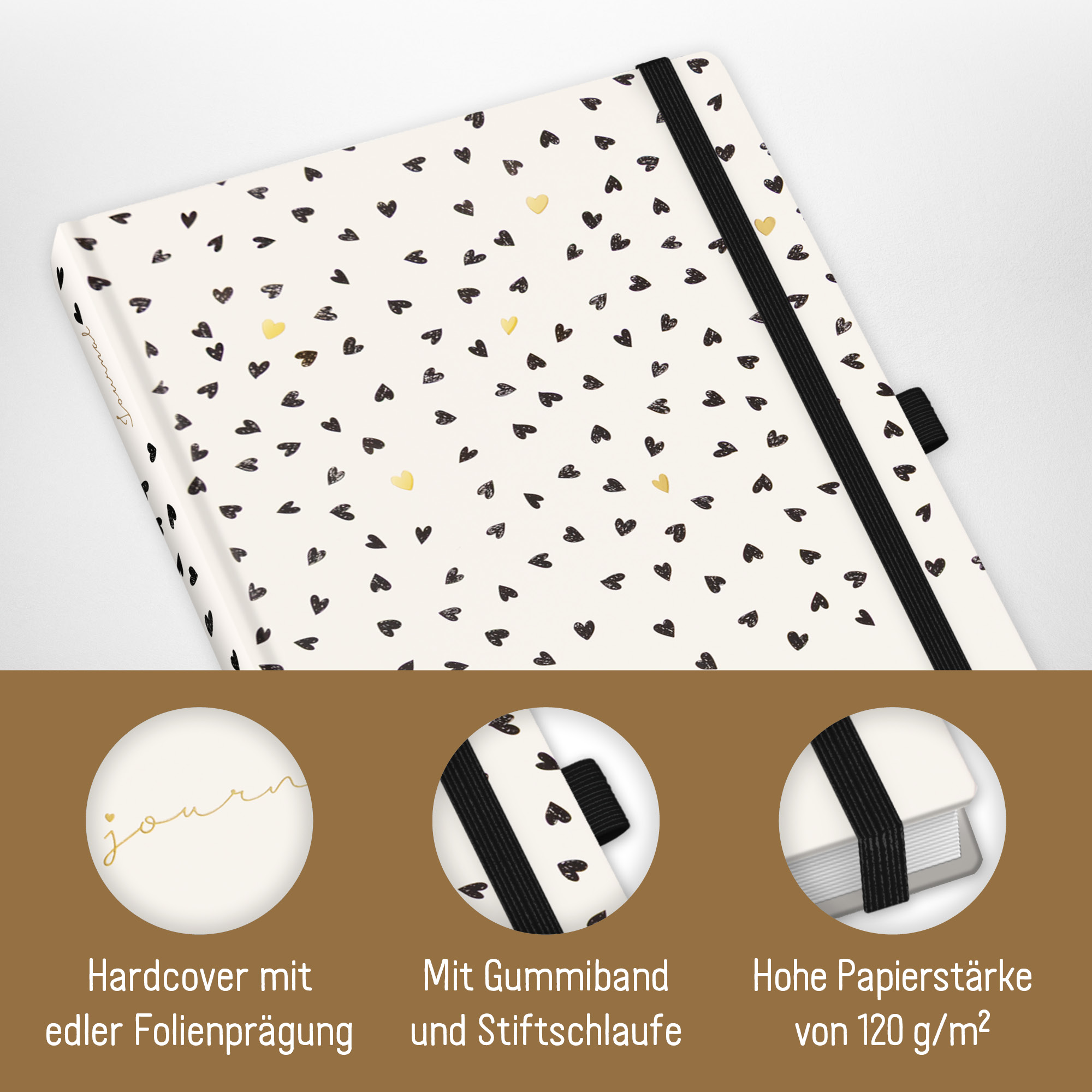 Artikelbild 2 des Artikels “p&y Journal Premium dotted A5 [Golden Hearts] “