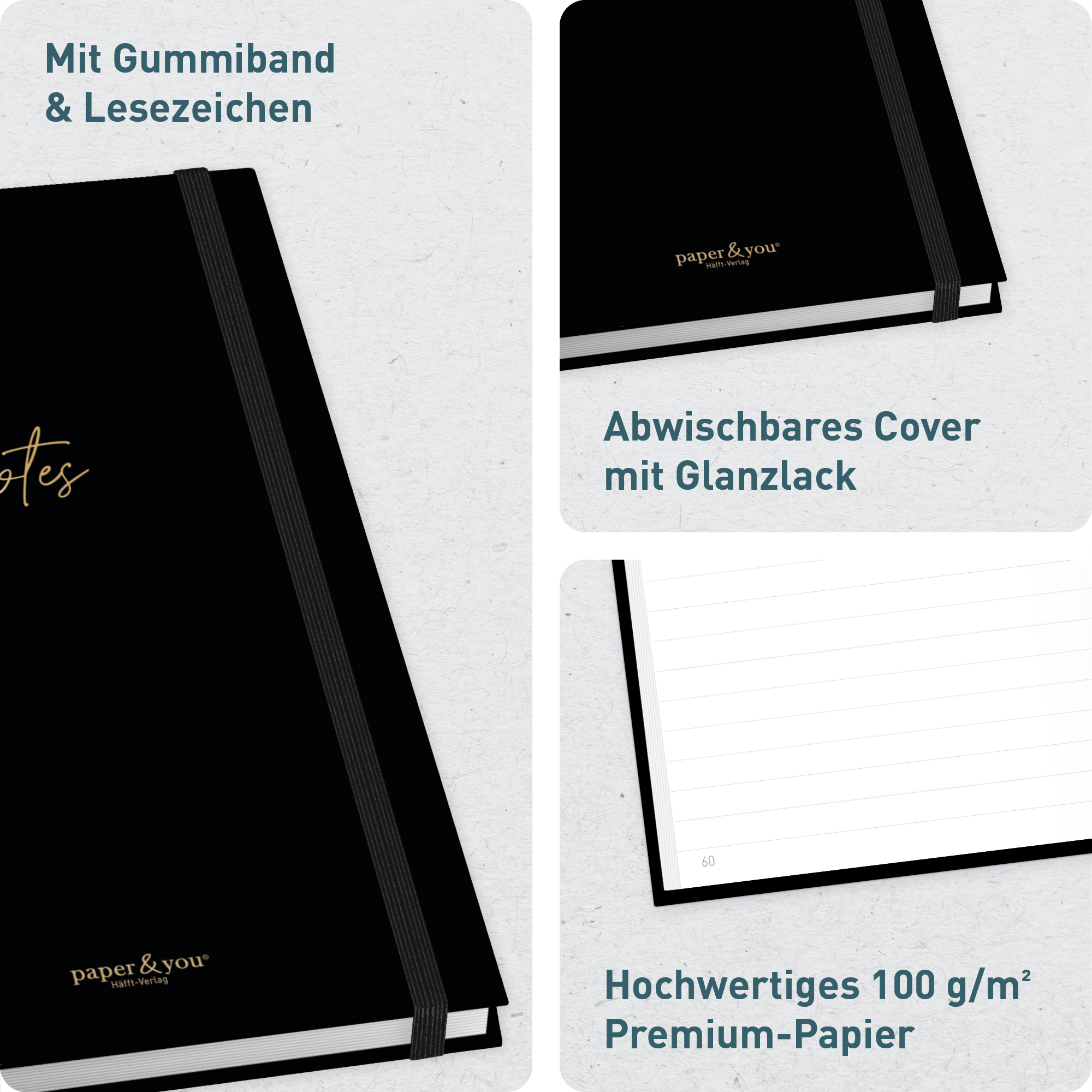 Artikelbild 2 des Artikels “paper&you Notizbuch Classic A5+ liniert [Black Edition] “