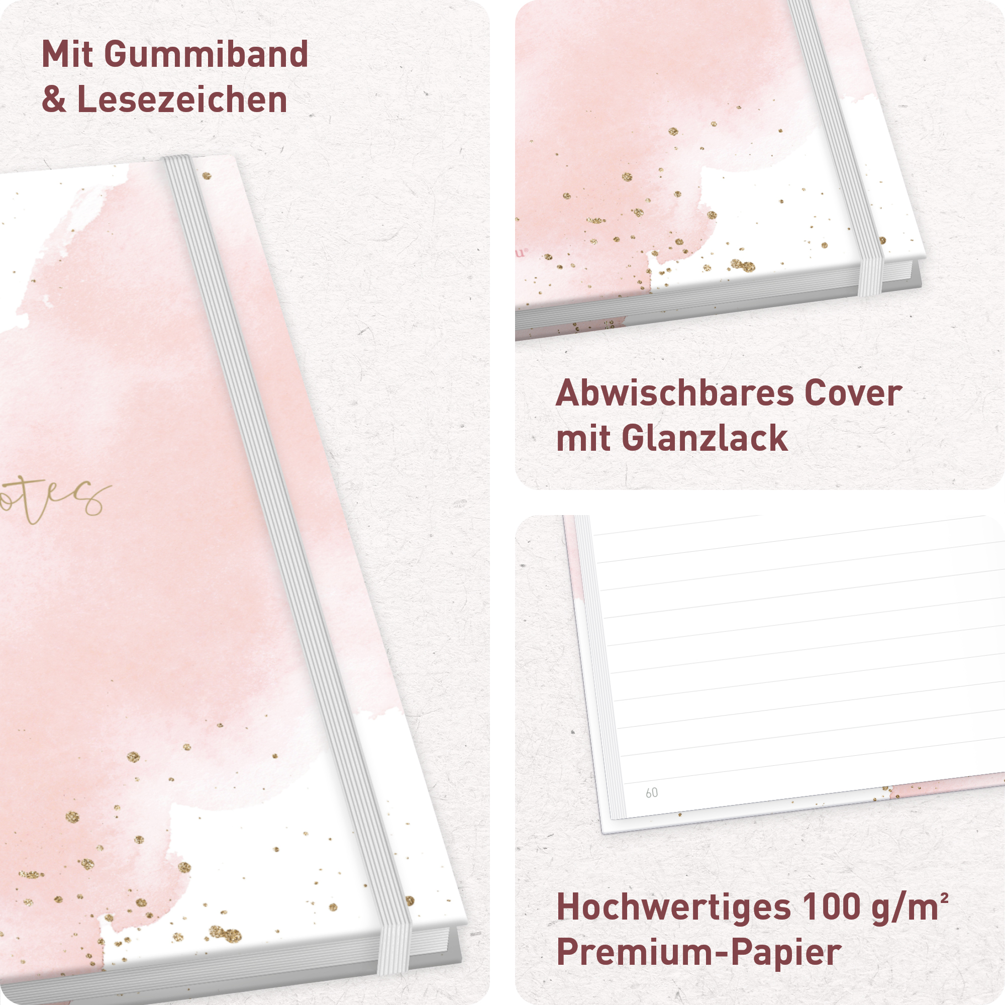 Artikelbild 2 des Artikels “paper&you Notizbuch Classic A5+ liniert [Blush] “
