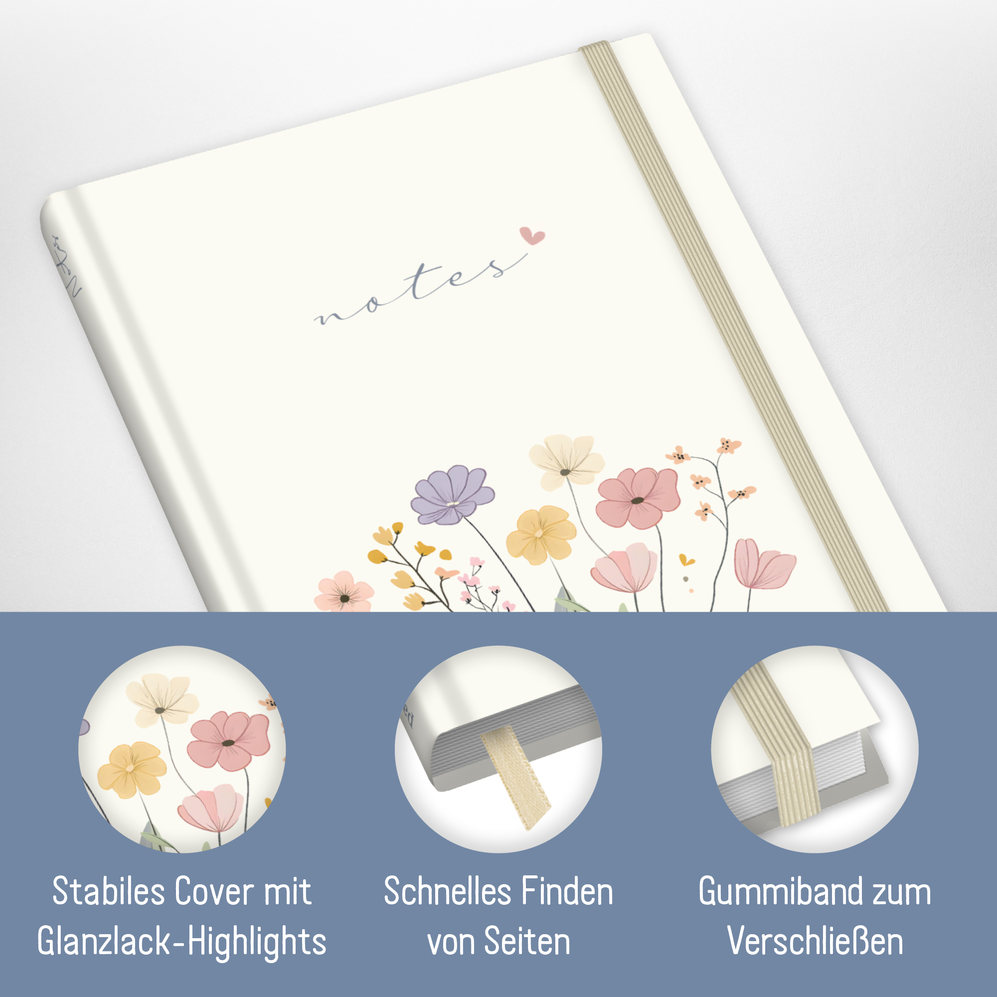 Artikelbild 2 des Artikels “paper&you Notizbuch Classic A5+ liniert [Flower Joy] “