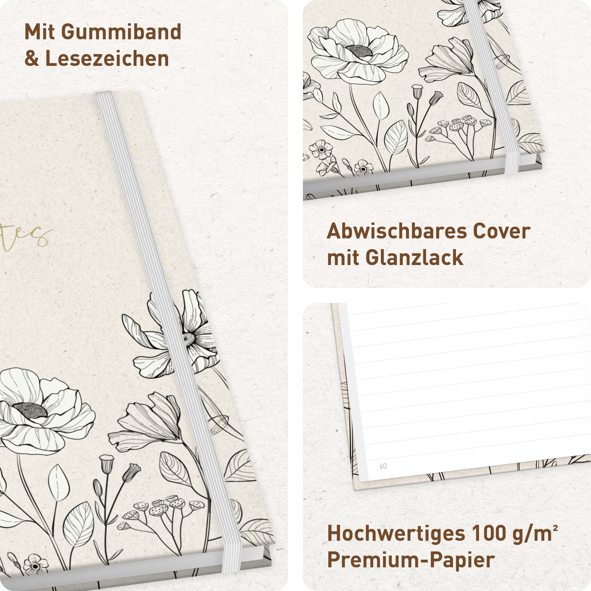Artikelbild 2 des Artikels “paper&you Notizbuch Classic A5+ liniert [Ink Flower] “