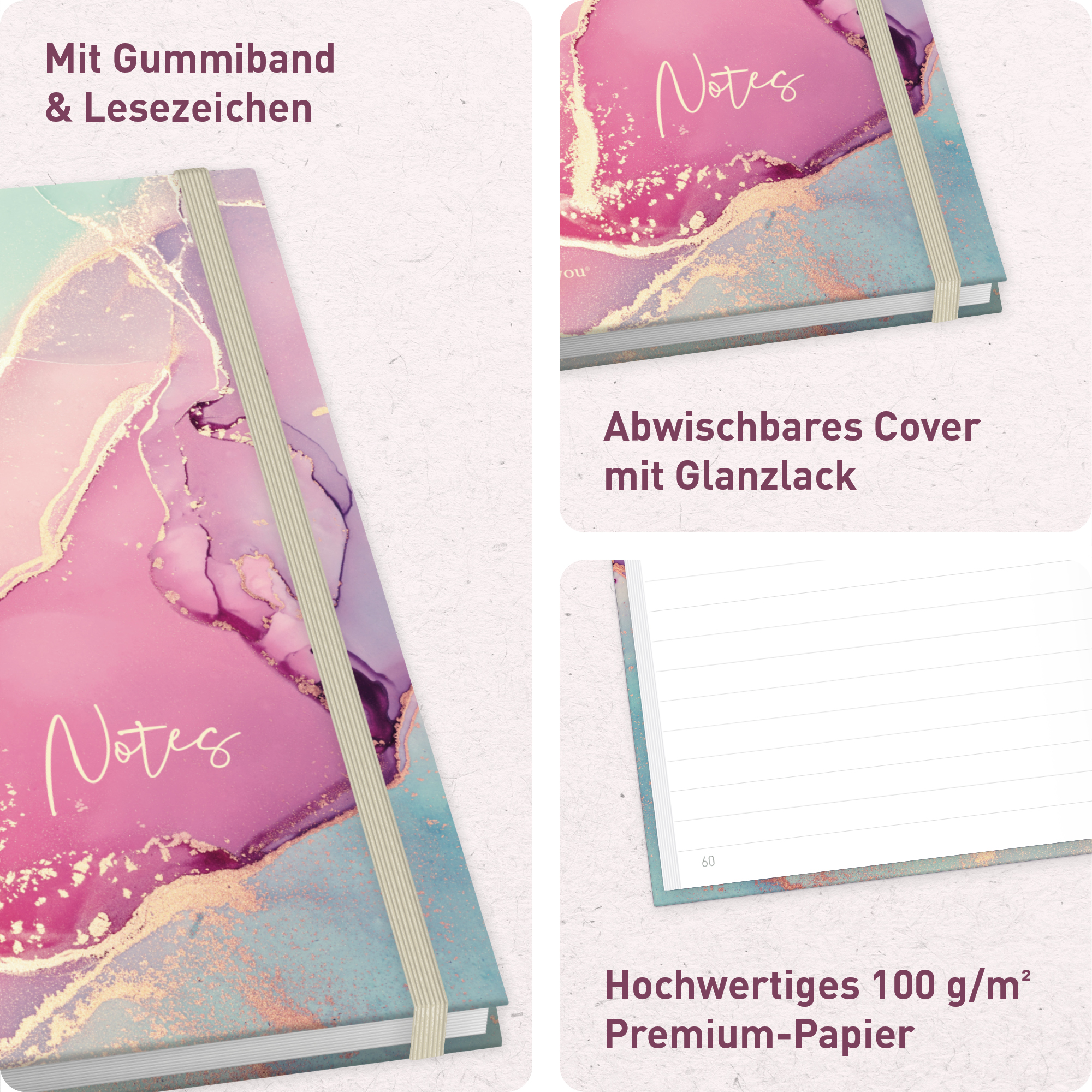 Artikelbild 2 des Artikels “paper&you Notizbuch Classic A5+ liniert [Silky Pink] “