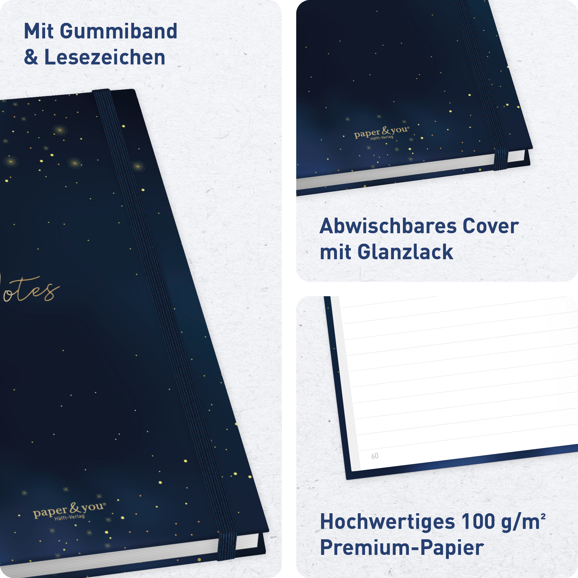 Artikelbild 2 des Artikels “paper&you Notizbuch Classic A5+ liniert [Starry Night] “