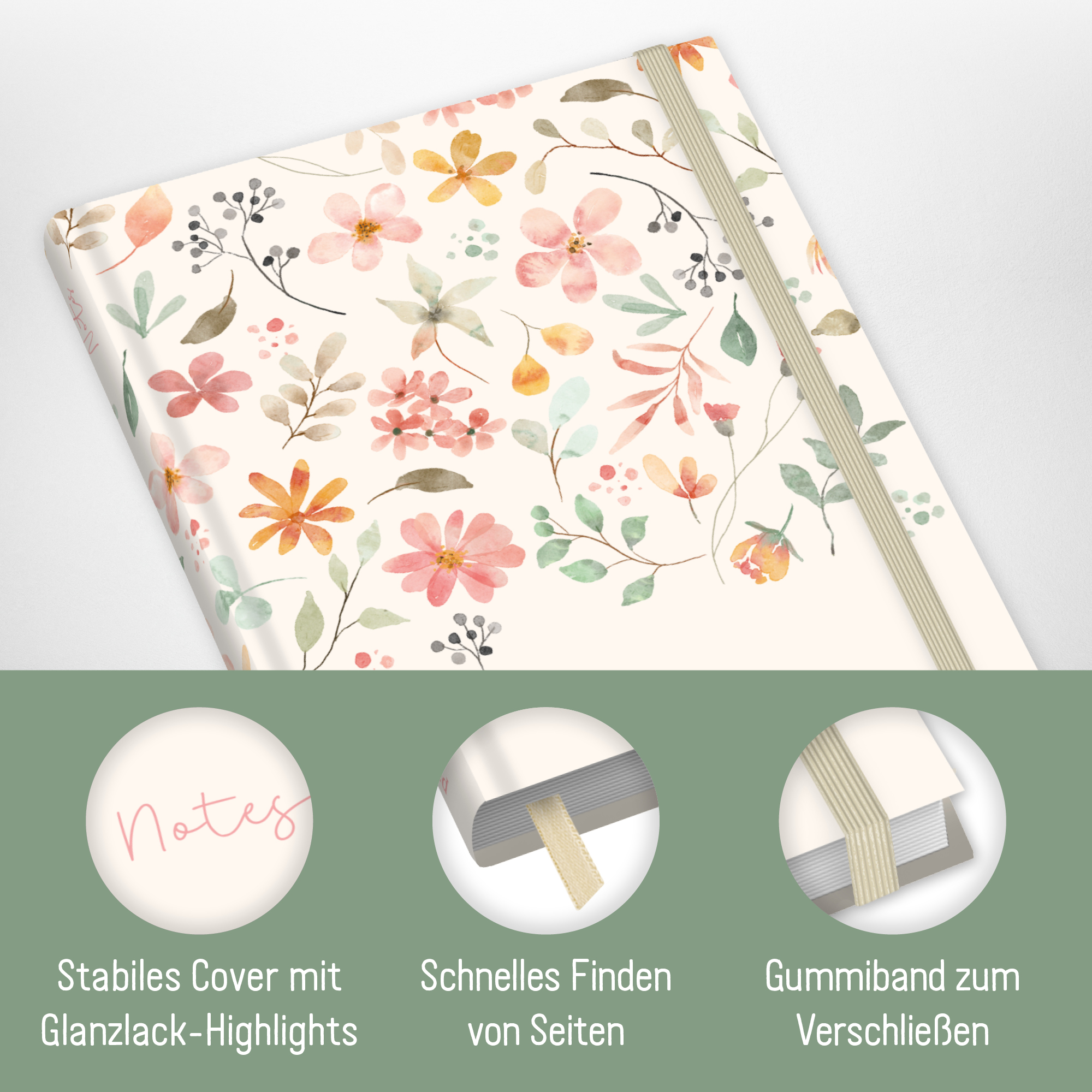 Artikelbild 2 des Artikels “paper&you Notizbuch Classic A5+ liniert [Wild Blossoms] “