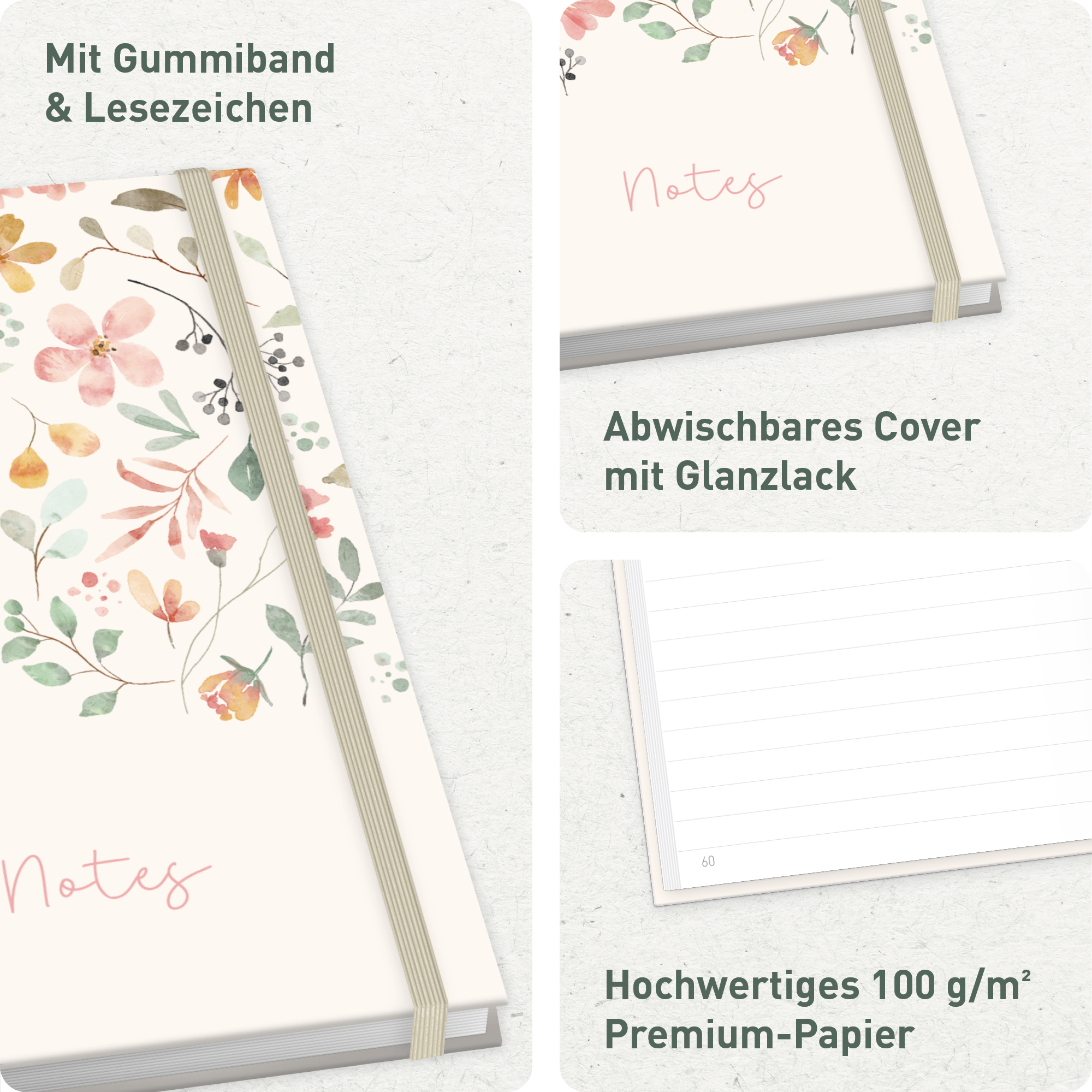 Artikelbild 2 des Artikels “paper&you Notizbuch Classic A5+ liniert [Wild Blossoms] “
