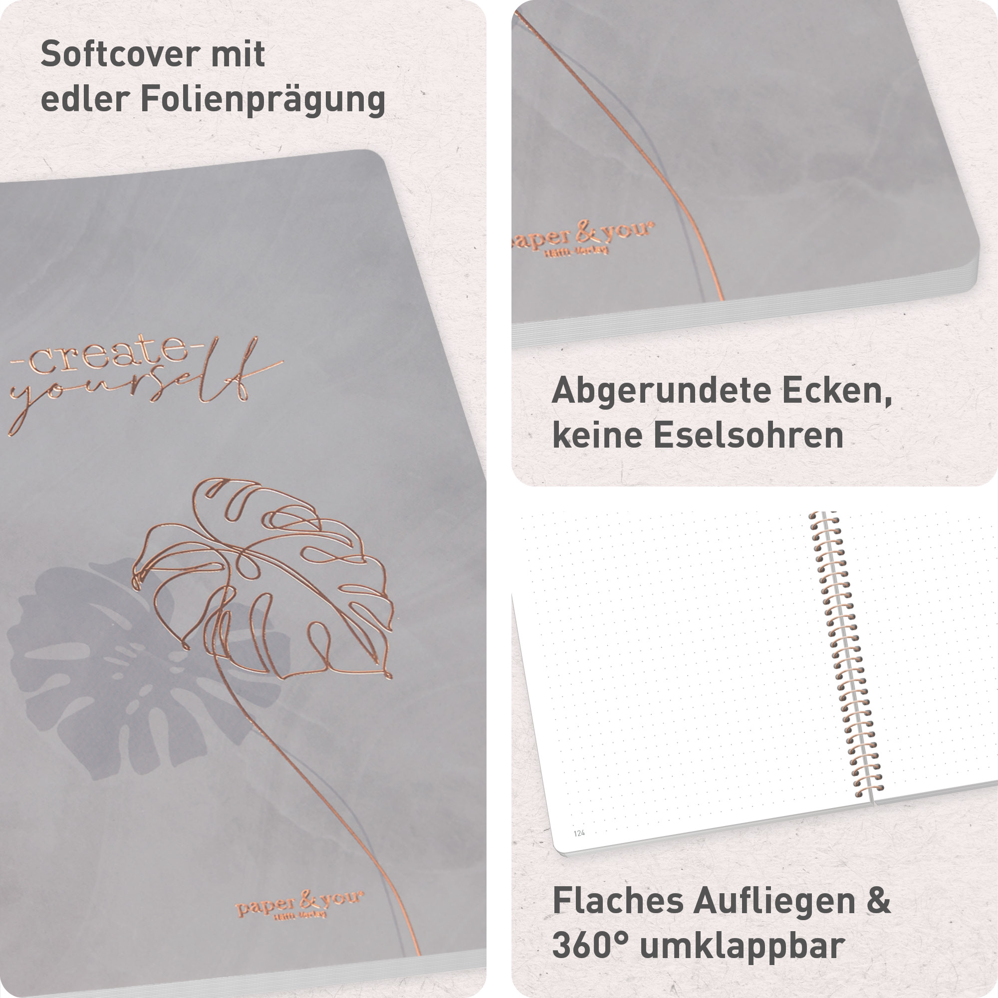 Artikelbild 2 des Artikels “Bullet Journal dotted A5 mit Spiralbindung [Create Yourself] “