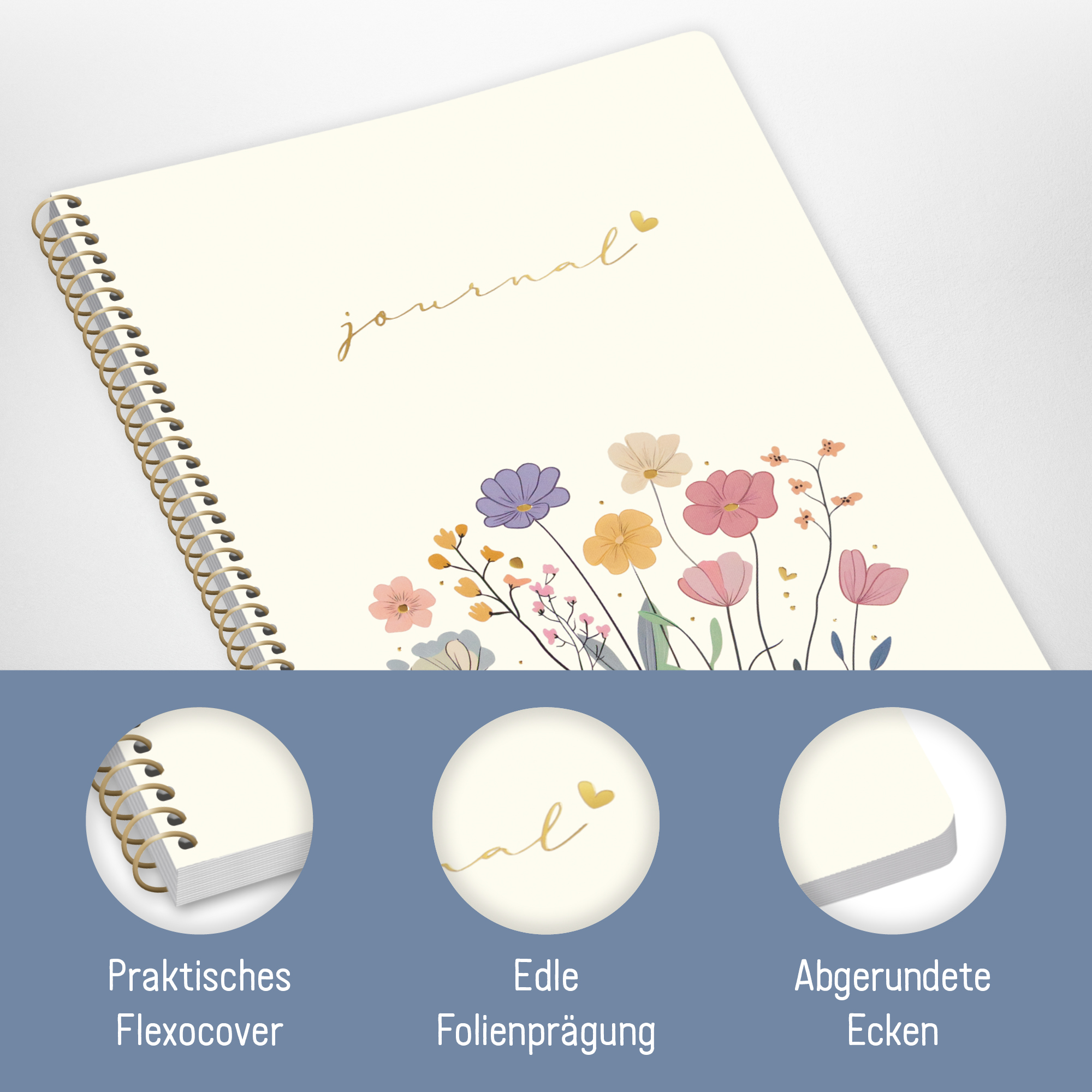 Artikelbild 2 des Artikels “Bullet Journal dotted A5 mit Spiralbindung [Flower Joy] “