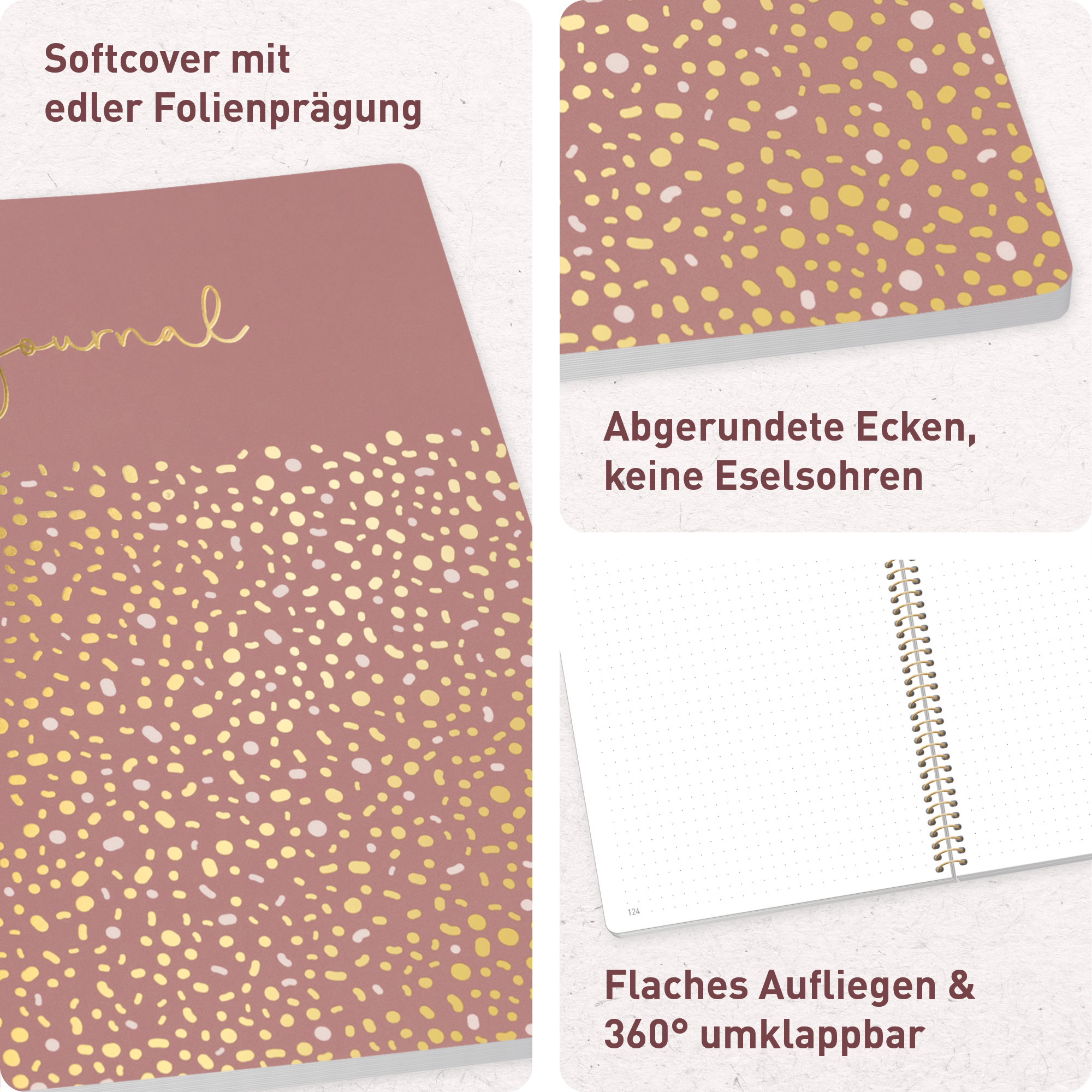 Artikelbild 2 des Artikels “Bullet Journal dotted A5 mit Spiralbindung [Glamour Dots] “