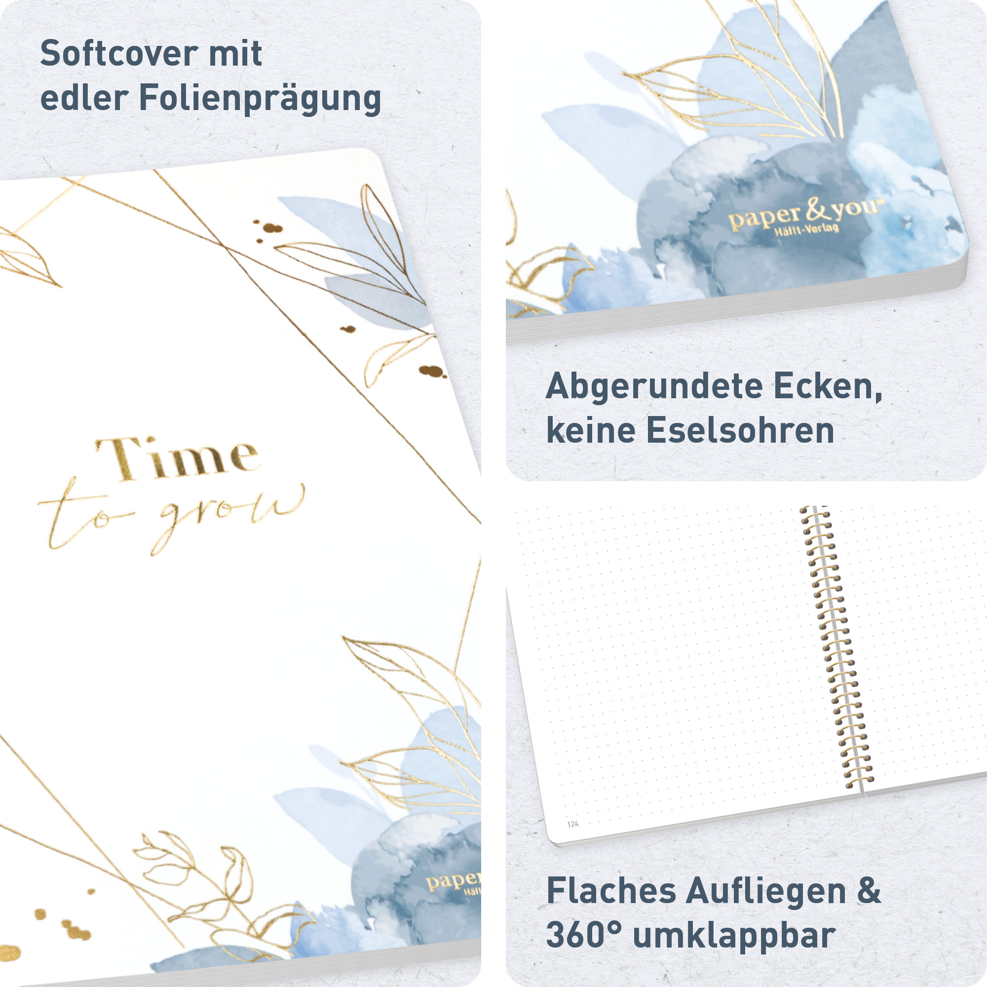 Artikelbild 2 des Artikels “Bullet Journal dotted A5 mit Spiralbindung [Time to Grow] “
