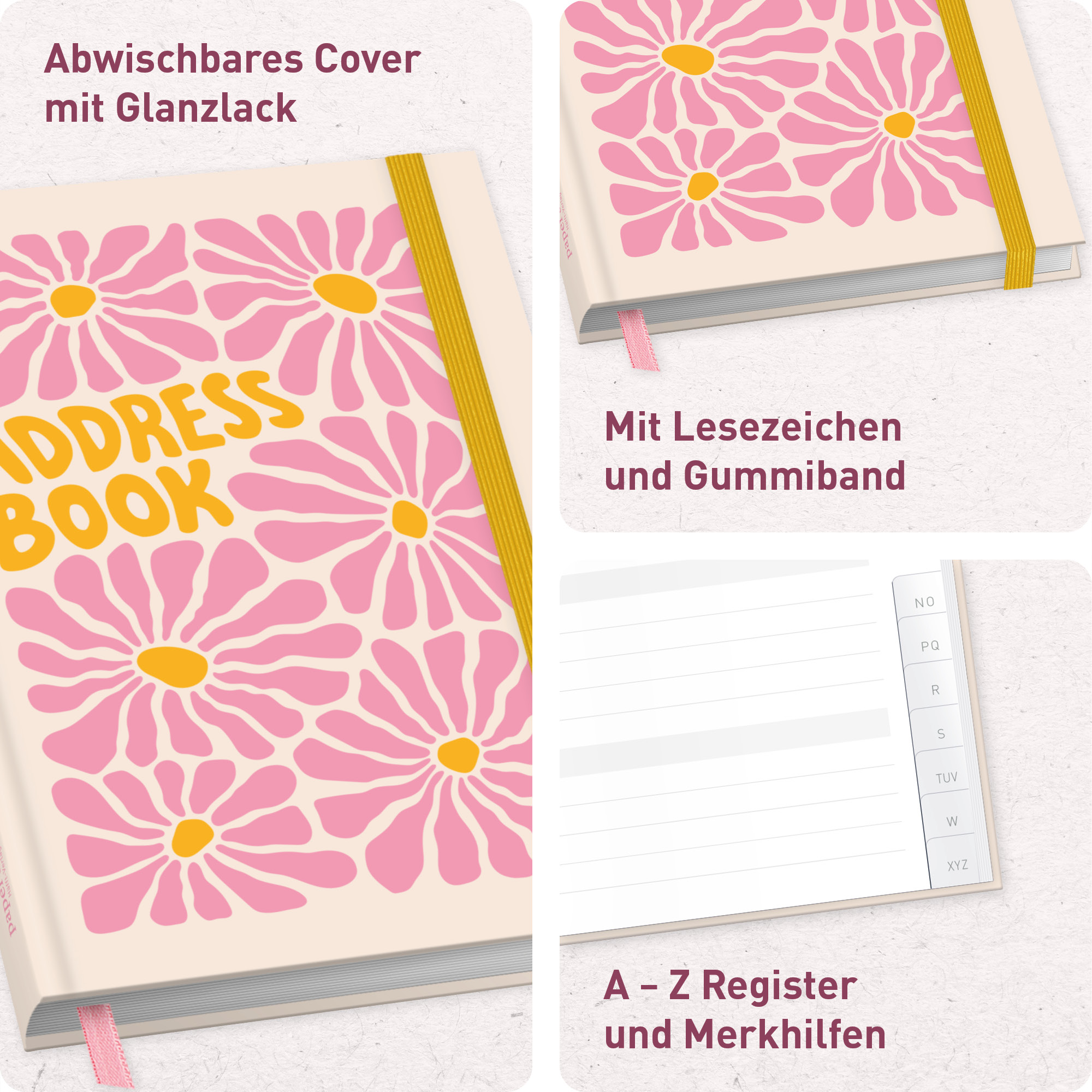 Artikelbild 2 des Artikels “paper&you Adressbuch A6 [Pink Flowers] “