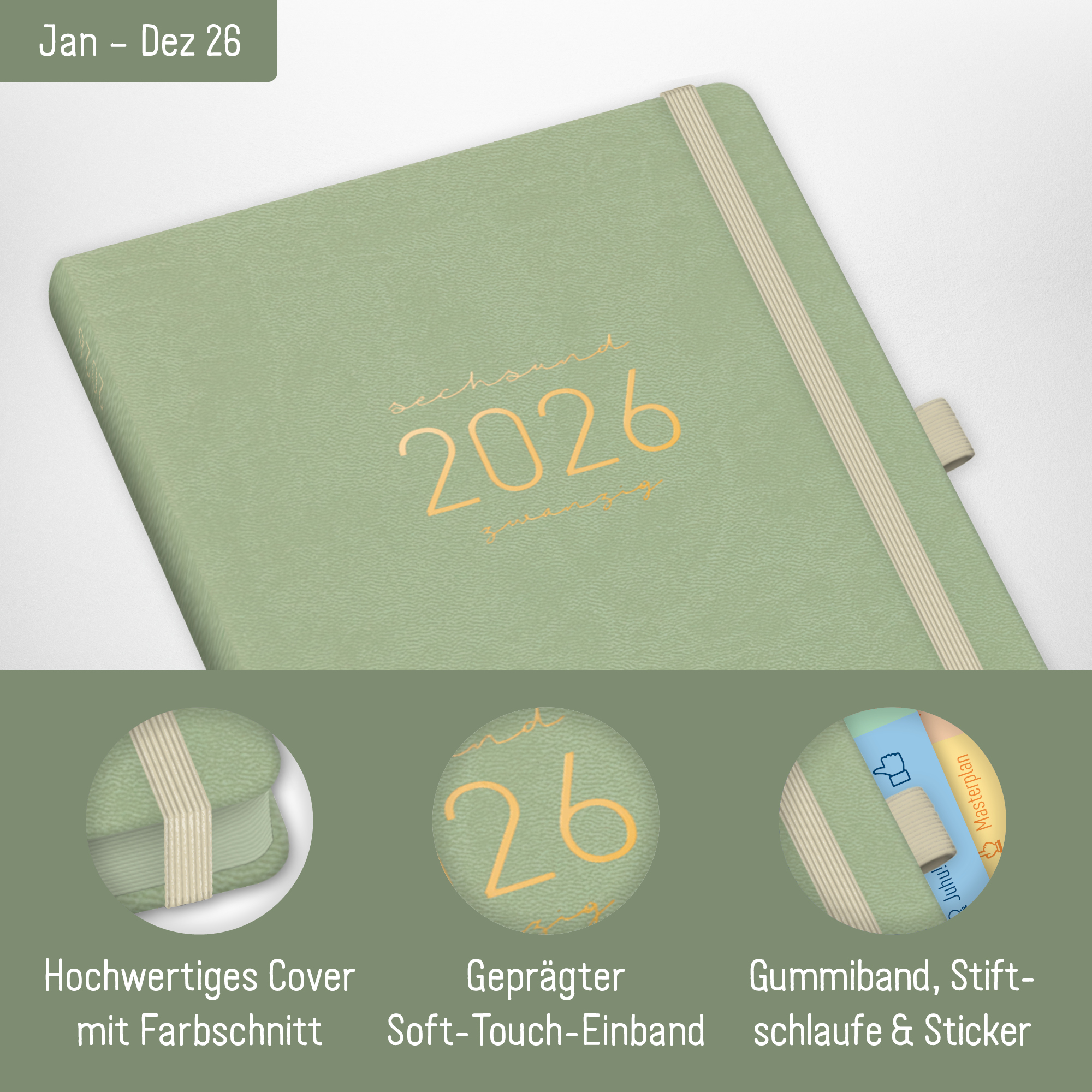 Artikelbild 2 des Artikels “Häfft® Chäff-Timer Deluxe Kalender 2026 A5 mit Kunstleder-Einband 