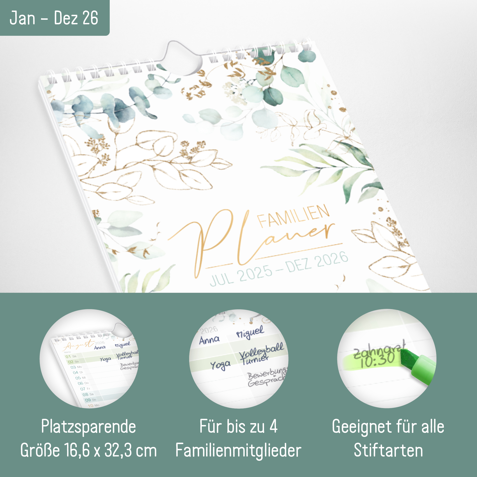 Artikelbild 2 des Artikels “Familienplaner Kompakt 2026 4-spaltig [Blattgold] “