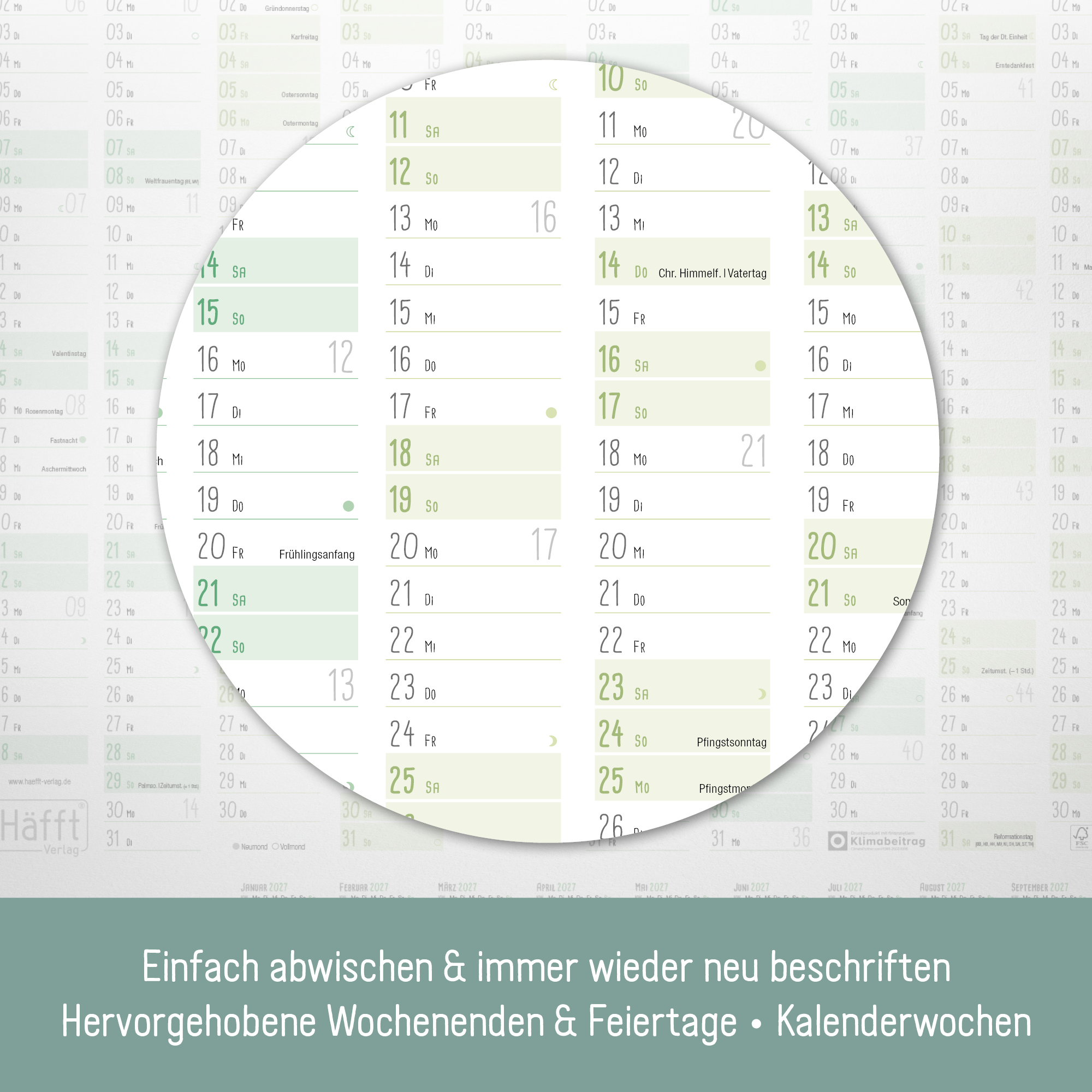 Artikelbild 3 des Artikels “Wandkalender 2026 89cm x 63cm (A1+) gerollt abwischbar [Blattgold] “