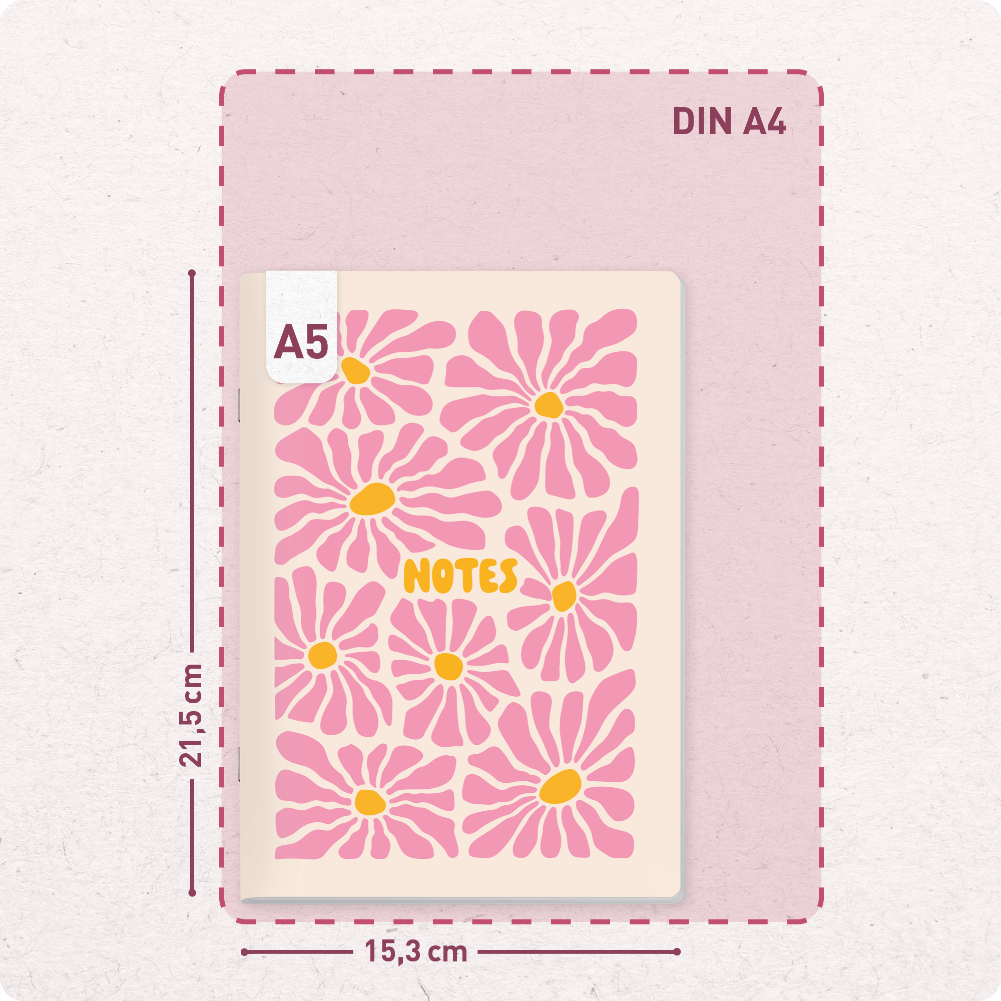 Artikelbild 3 des Artikels “paper&you Notizheft Classic liniert A5 [Pink Flowers] “