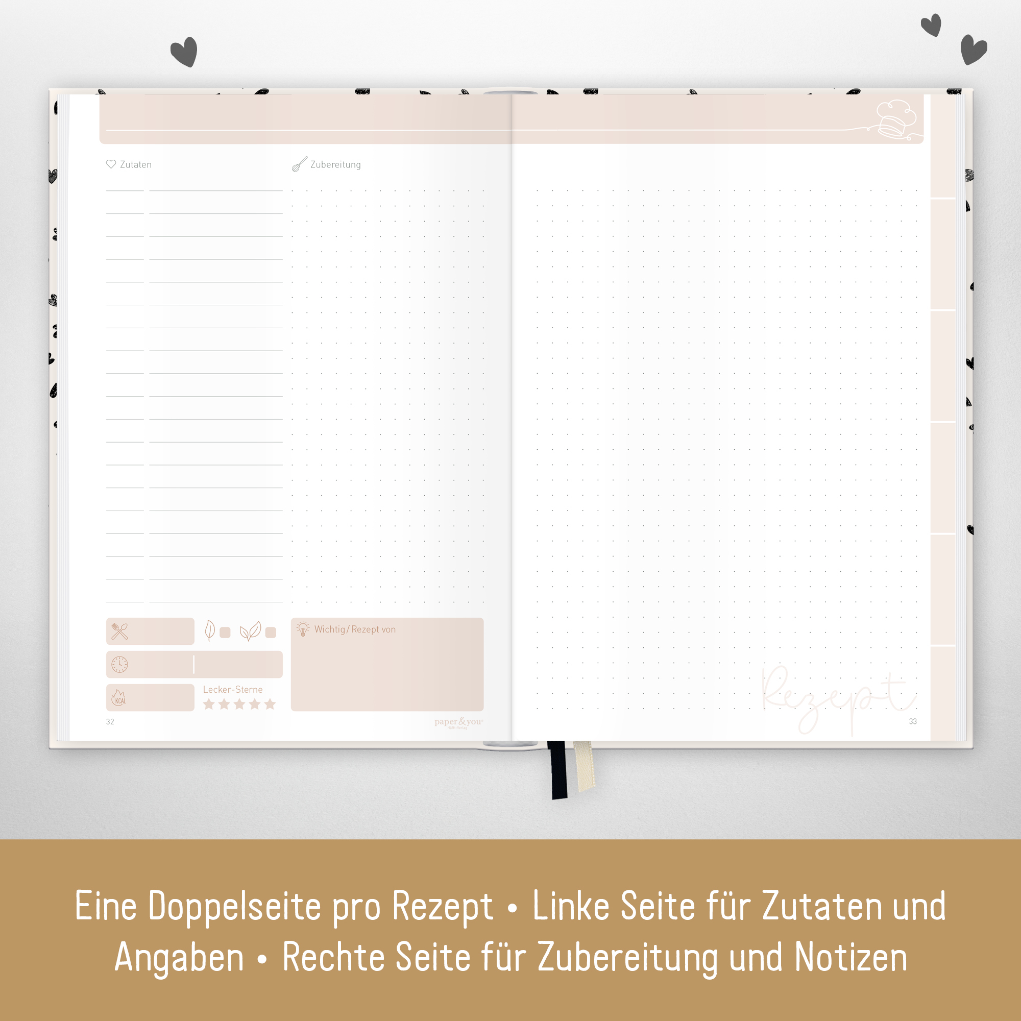 Artikelbild 3 des Artikels “Rezeptbuch A5+ [Golden Hearts] “