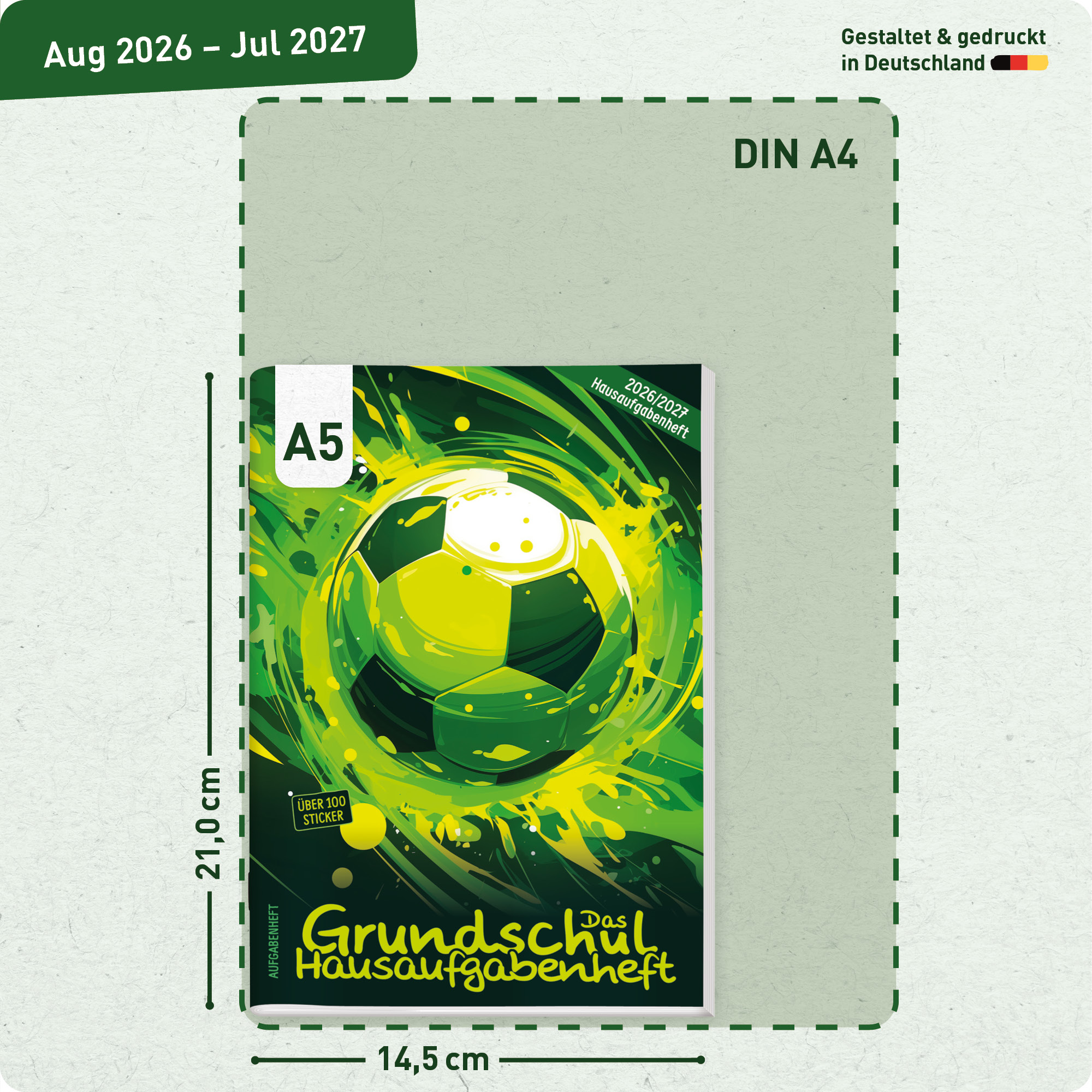 Artikelbild 3 des Artikels “Hausaufgabenheft Grundschule 2026/2027 A5 mit Datum [Fußball] “