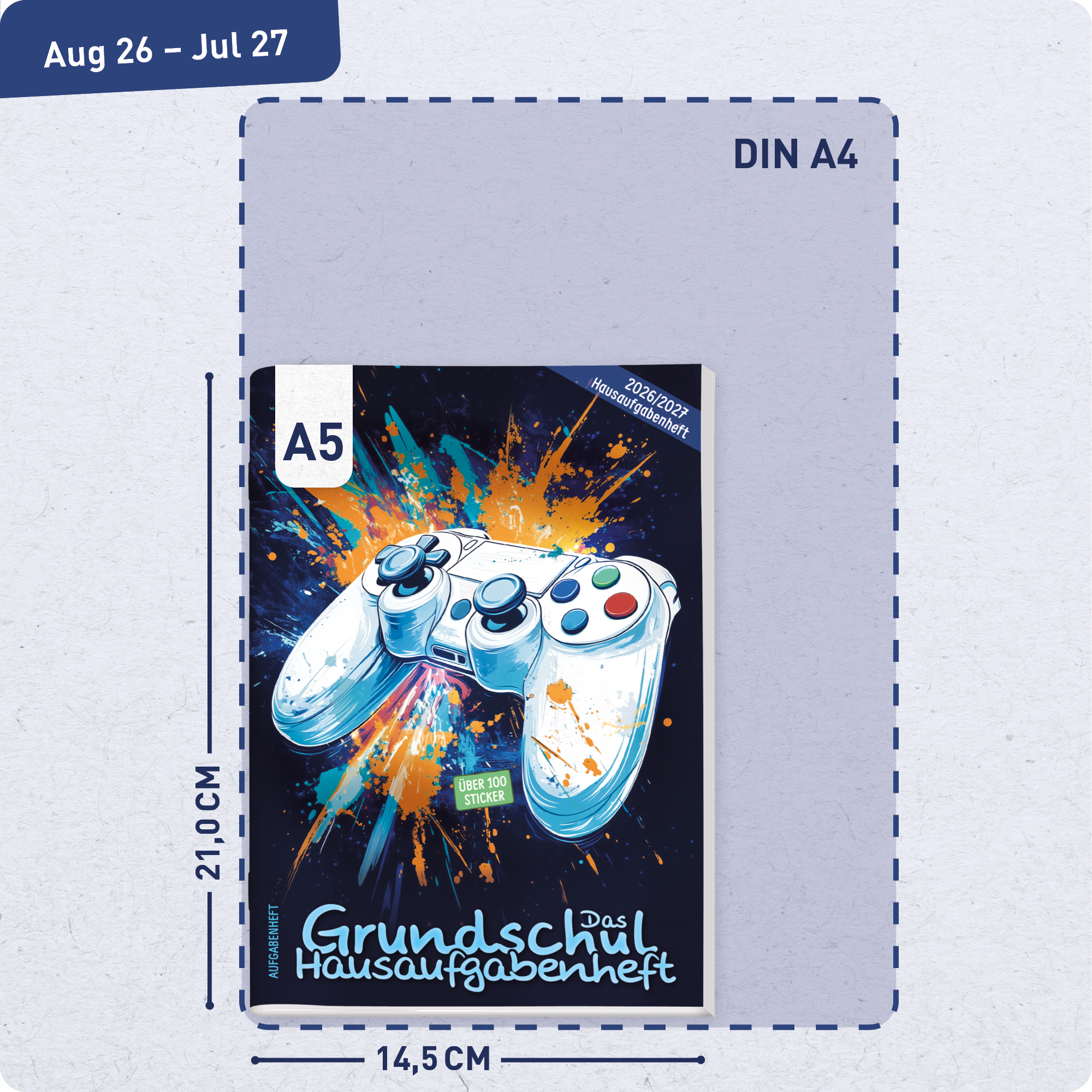 Artikelbild 3 des Artikels “Hausaufgabenheft Grundschule 2026/2027 A5 mit Datum [Gaming] “