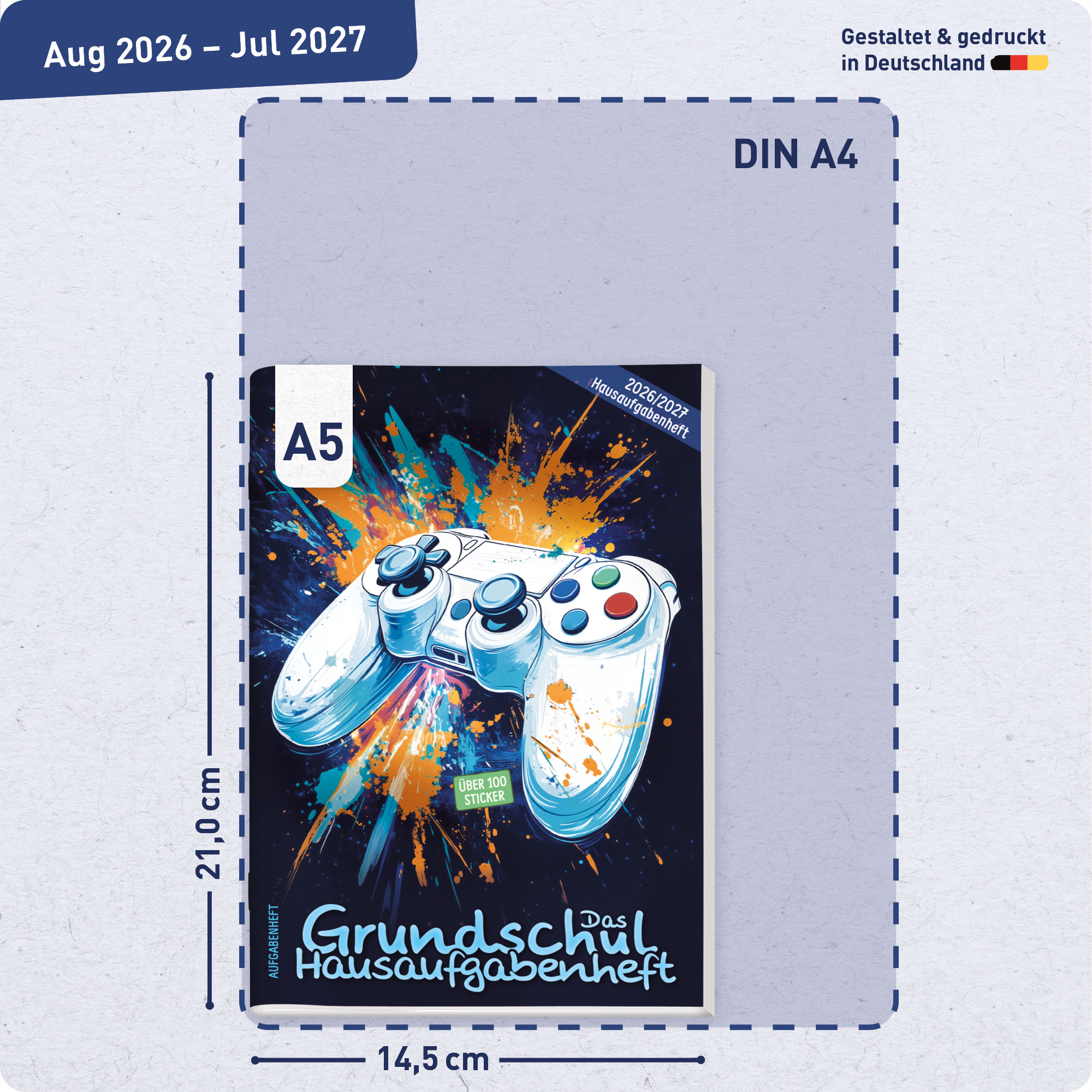 Artikelbild 3 des Artikels “Hausaufgabenheft Grundschule 2026/2027 A5 mit Datum [Gaming] “