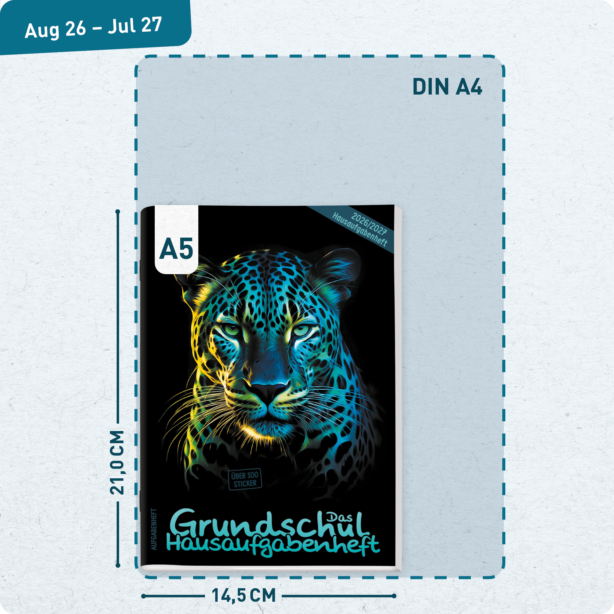 Artikelbild 3 des Artikels “Hausaufgabenheft Grundschule 2026/2027 A5 mit Datum [Leopard] “