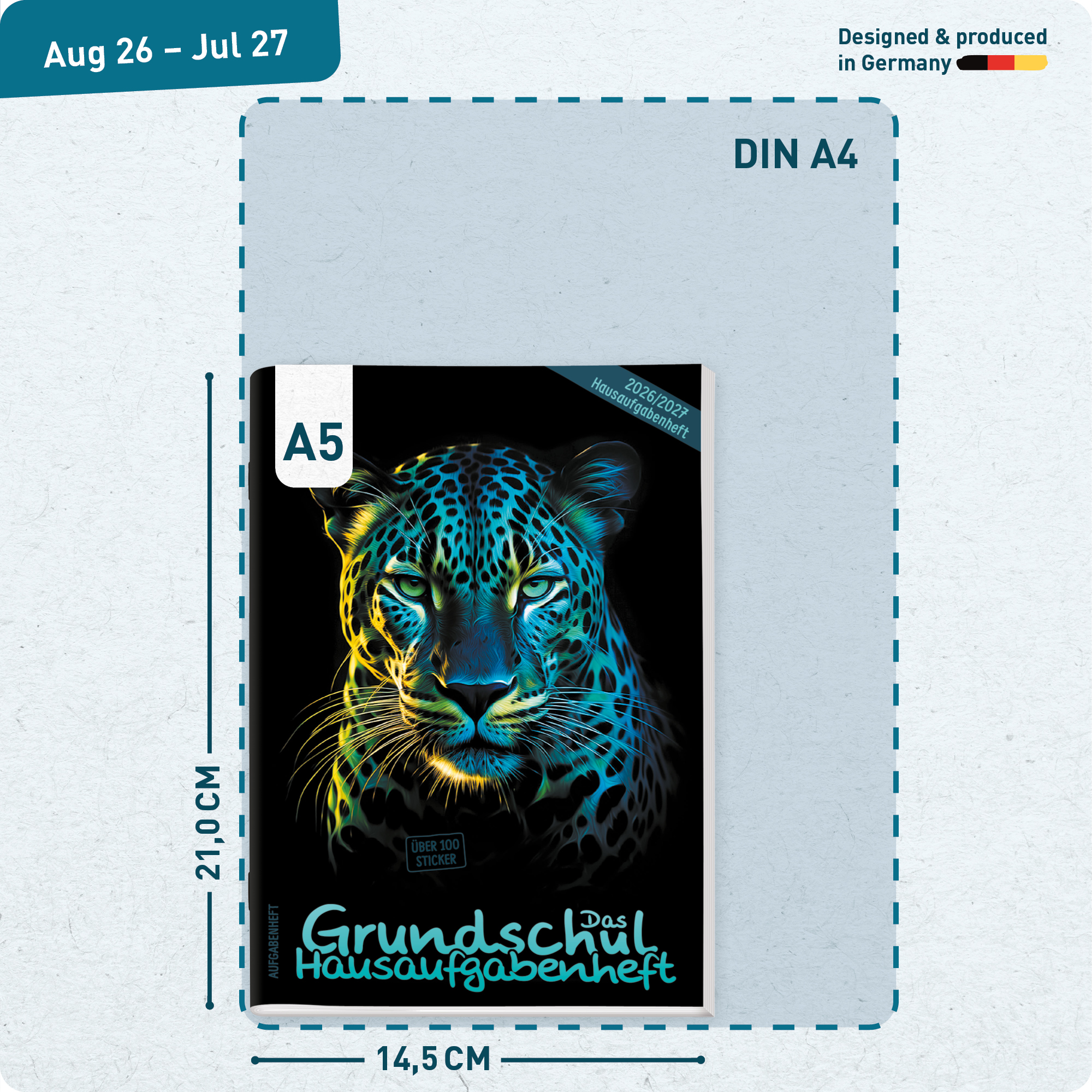 Artikelbild 3 des Artikels “Hausaufgabenheft Grundschule 2026/2027 A5 mit Datum [Leopard] “