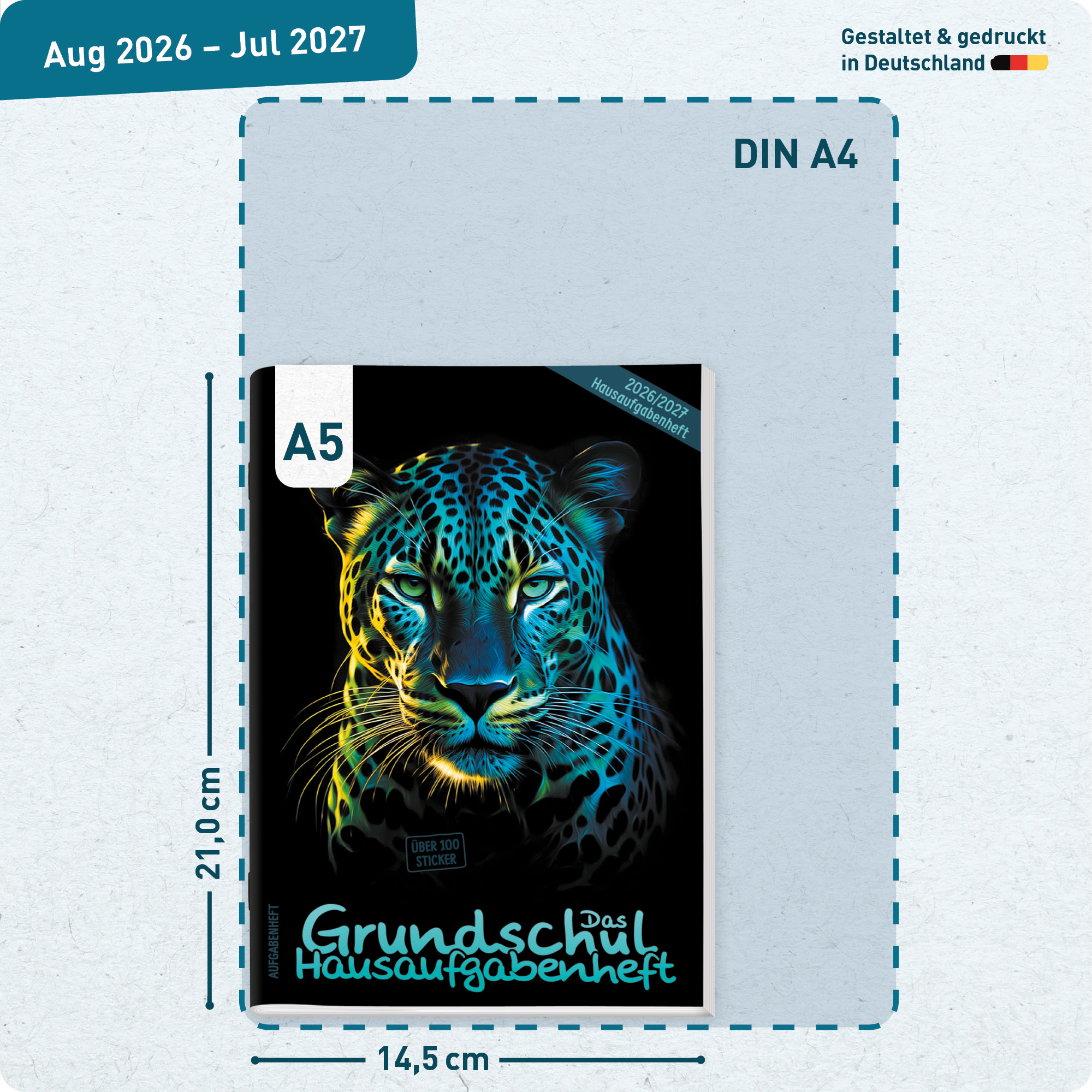 Artikelbild 3 des Artikels “Hausaufgabenheft Grundschule 2026/2027 A5 mit Datum [Leopard] “