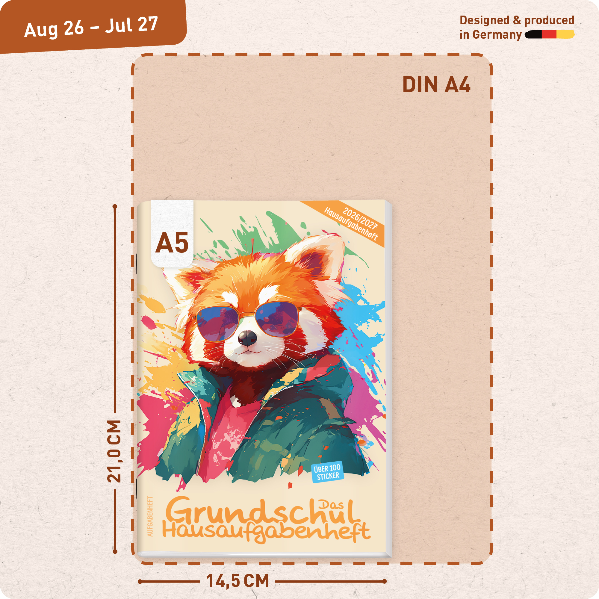 Artikelbild 3 des Artikels “Hausaufgabenheft Grundschule 2026/2027 A5 mit Datum [Cool Panda] “