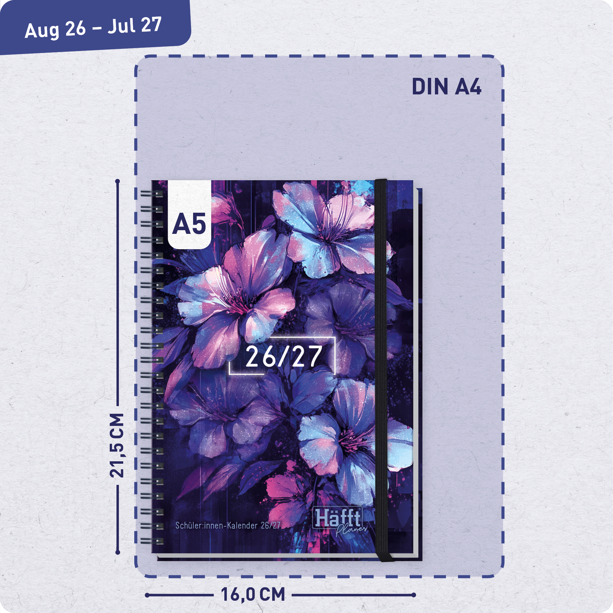 Artikelbild 3 des Artikels “Häfft Planer Premium A5 2026/2027 [Dark Bloom] “