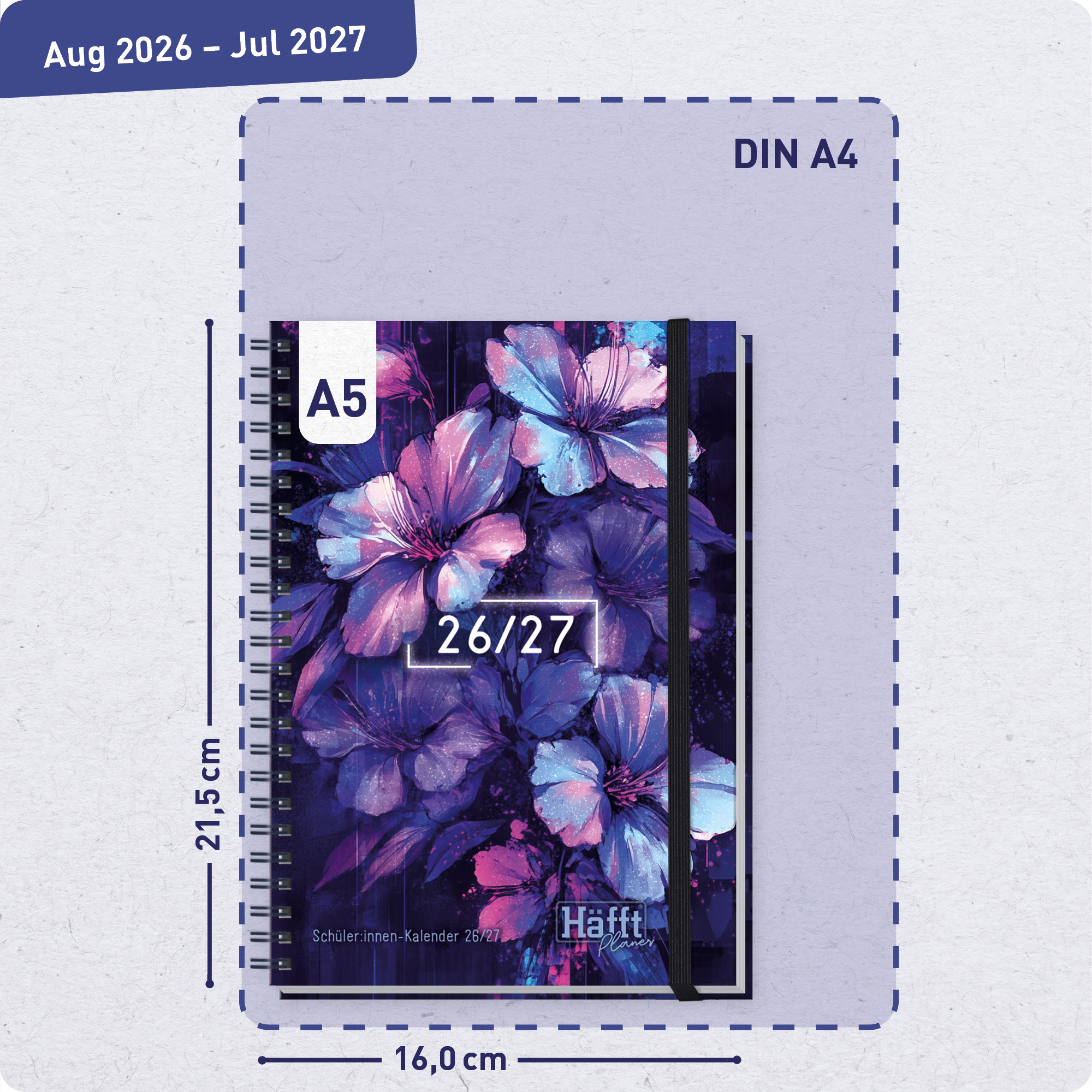 Artikelbild 3 des Artikels “Häfft Planer Premium A5 2026/2027 [Dark Bloom] “