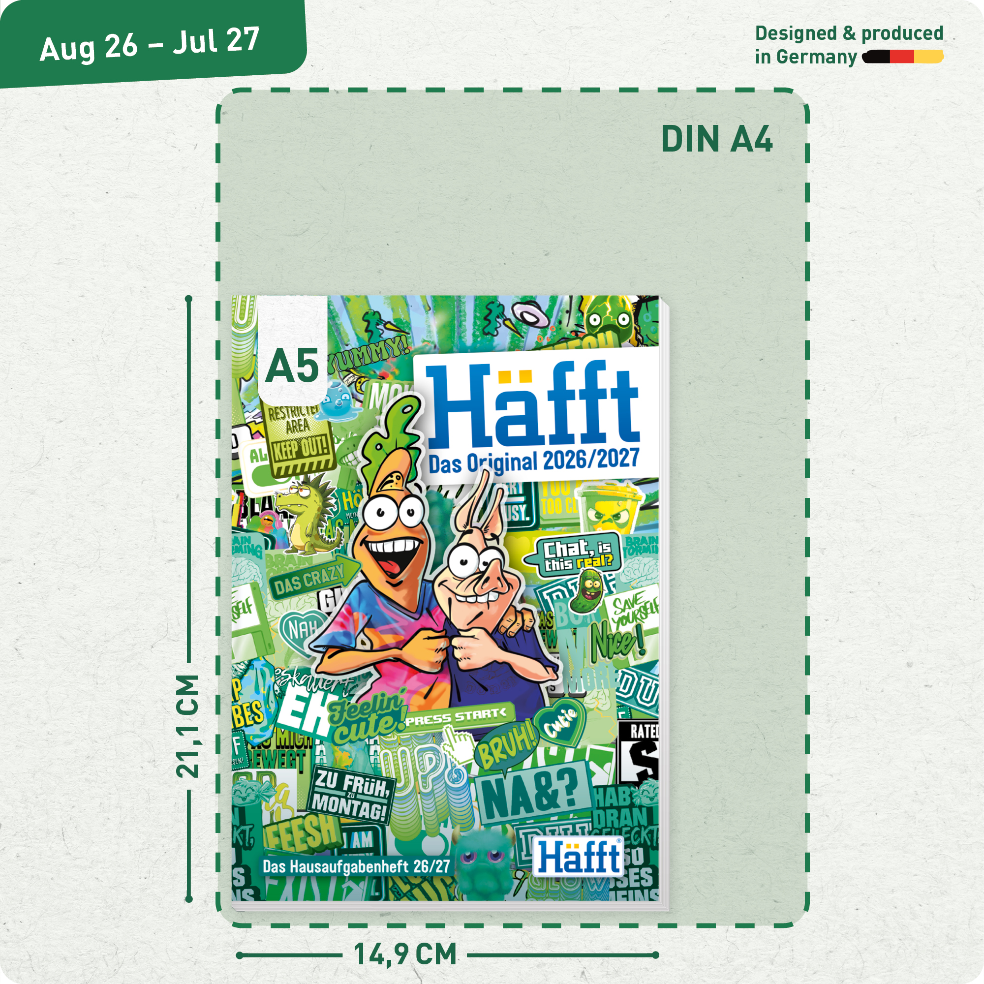 Artikelbild 3 des Artikels “Häfft Original Hausaufgabenheft A5 2026/2027 [Stickermania] “