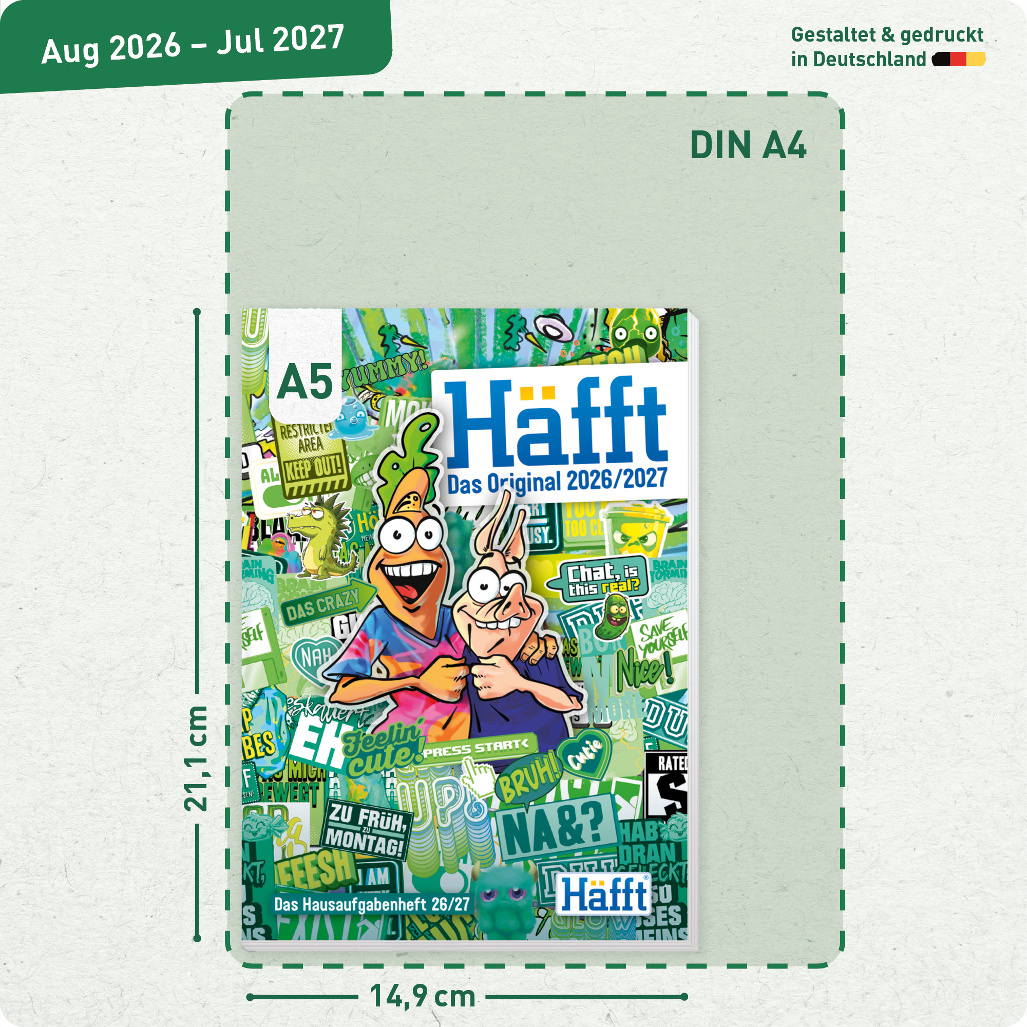 Artikelbild 3 des Artikels “Häfft Original Hausaufgabenheft A5 2026/2027 [Stickermania] “