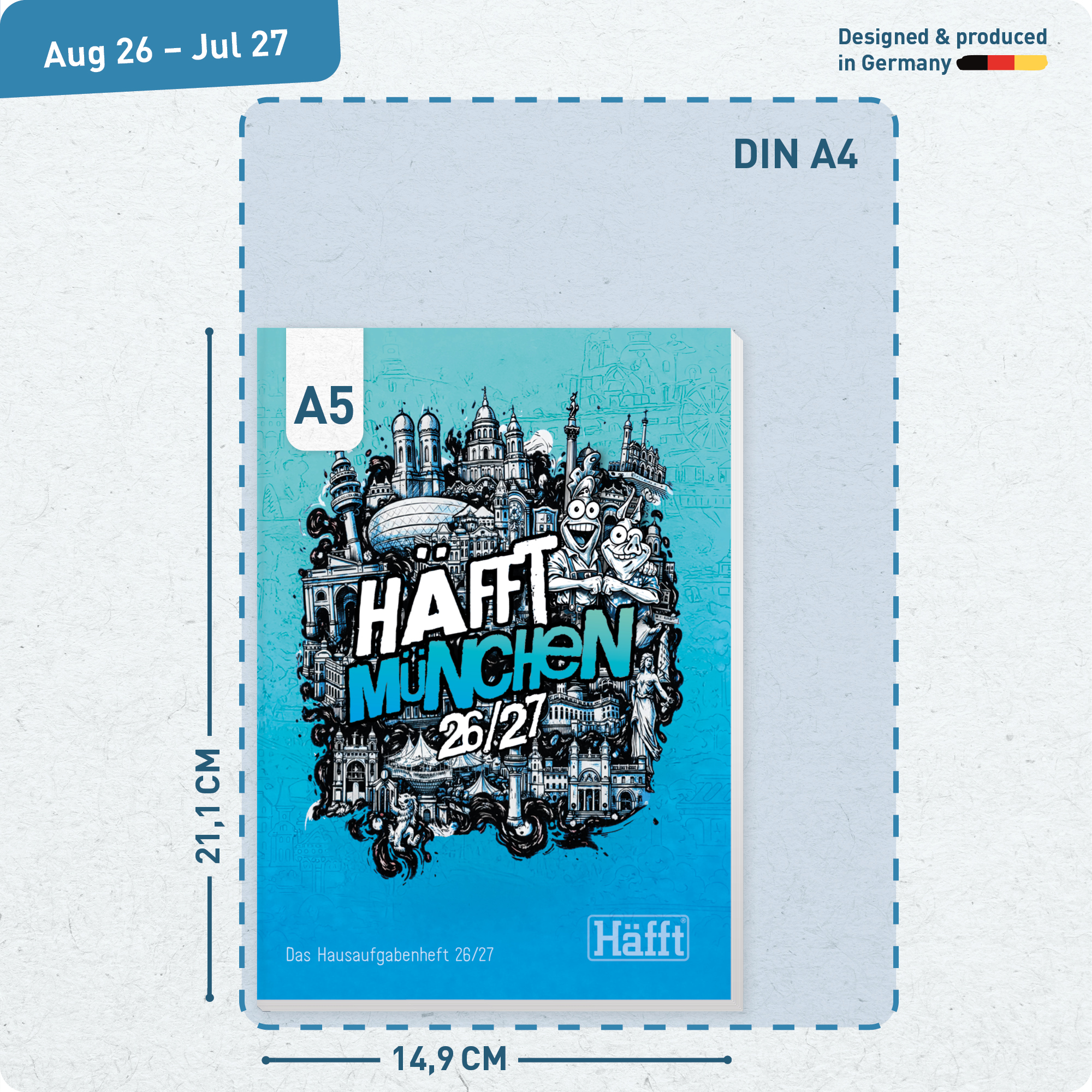 Artikelbild 3 des Artikels “Häfft® Original Hausaufgabenheft A5 2026/2027 [Munich Vibes] für München “