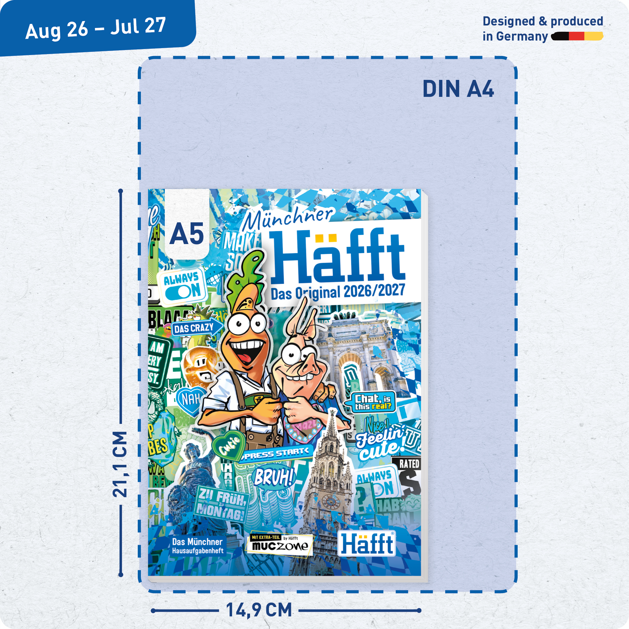 Artikelbild 3 des Artikels “Häfft Original Hausaufgabenheft A5 2026/2027 [Stickermania München] “