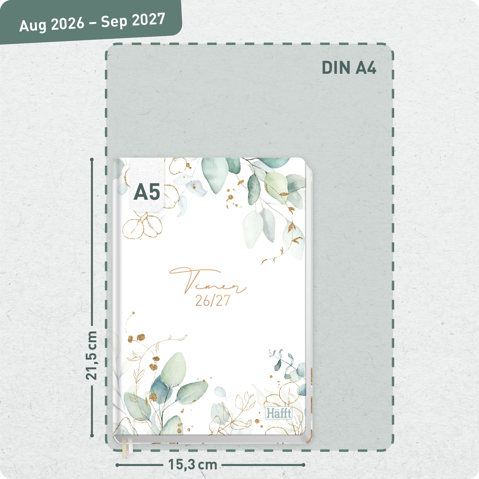 Artikelbild 3 des Artikels “Häfft-Timer A5 2026/2027 [Blattgold] “