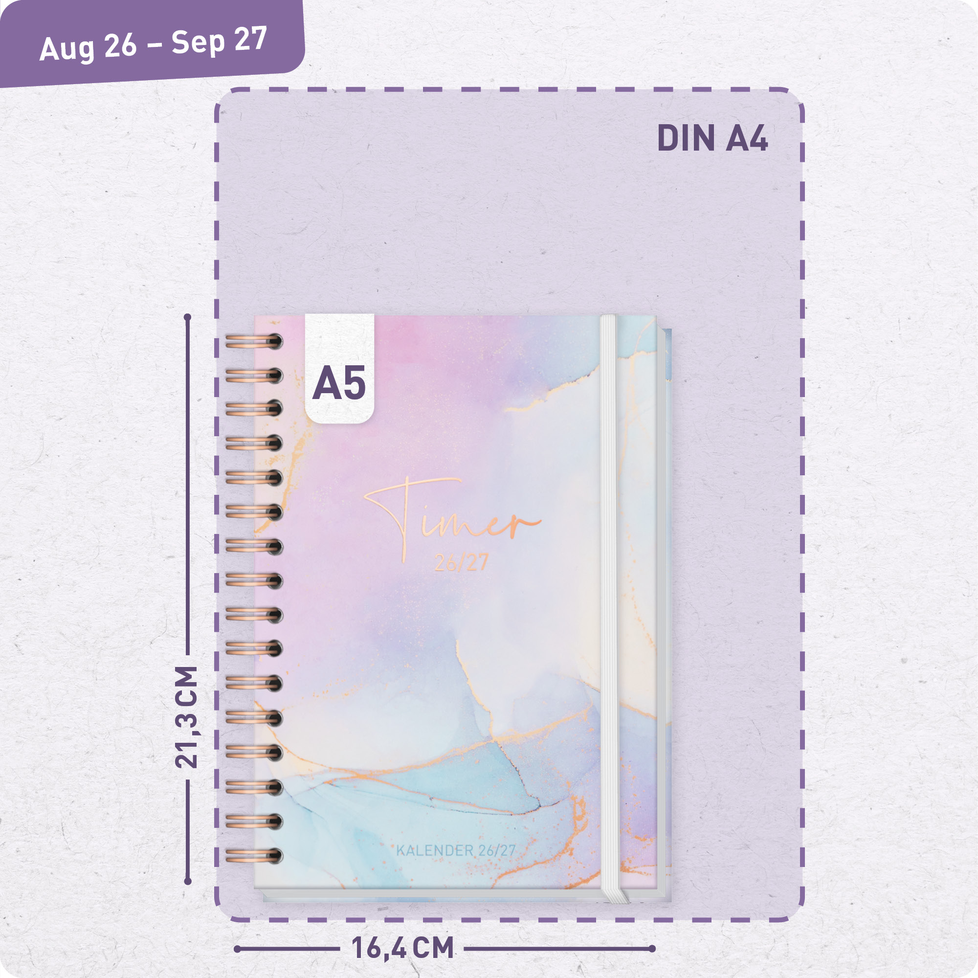 Artikelbild 3 des Artikels “Häfft-Timer Fancy A5 2026/2027 [Bleu & Rosé] “