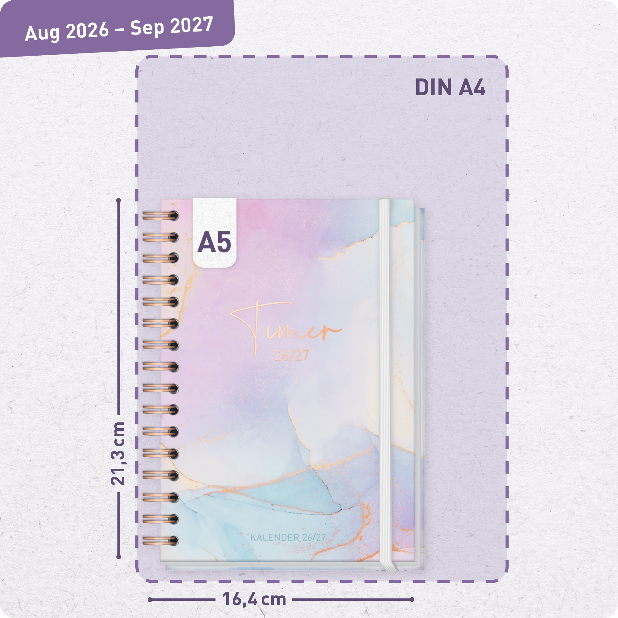 Artikelbild 3 des Artikels “Häfft-Timer Fancy A5 2026/2027 [Bleu & Rosé] “