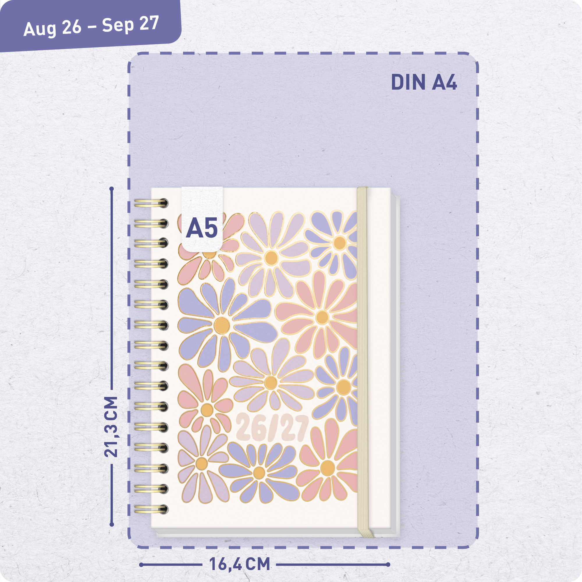 Artikelbild 3 des Artikels “Häfft-Timer Fancy A5 2026/2027 [Flower Power rosé] “