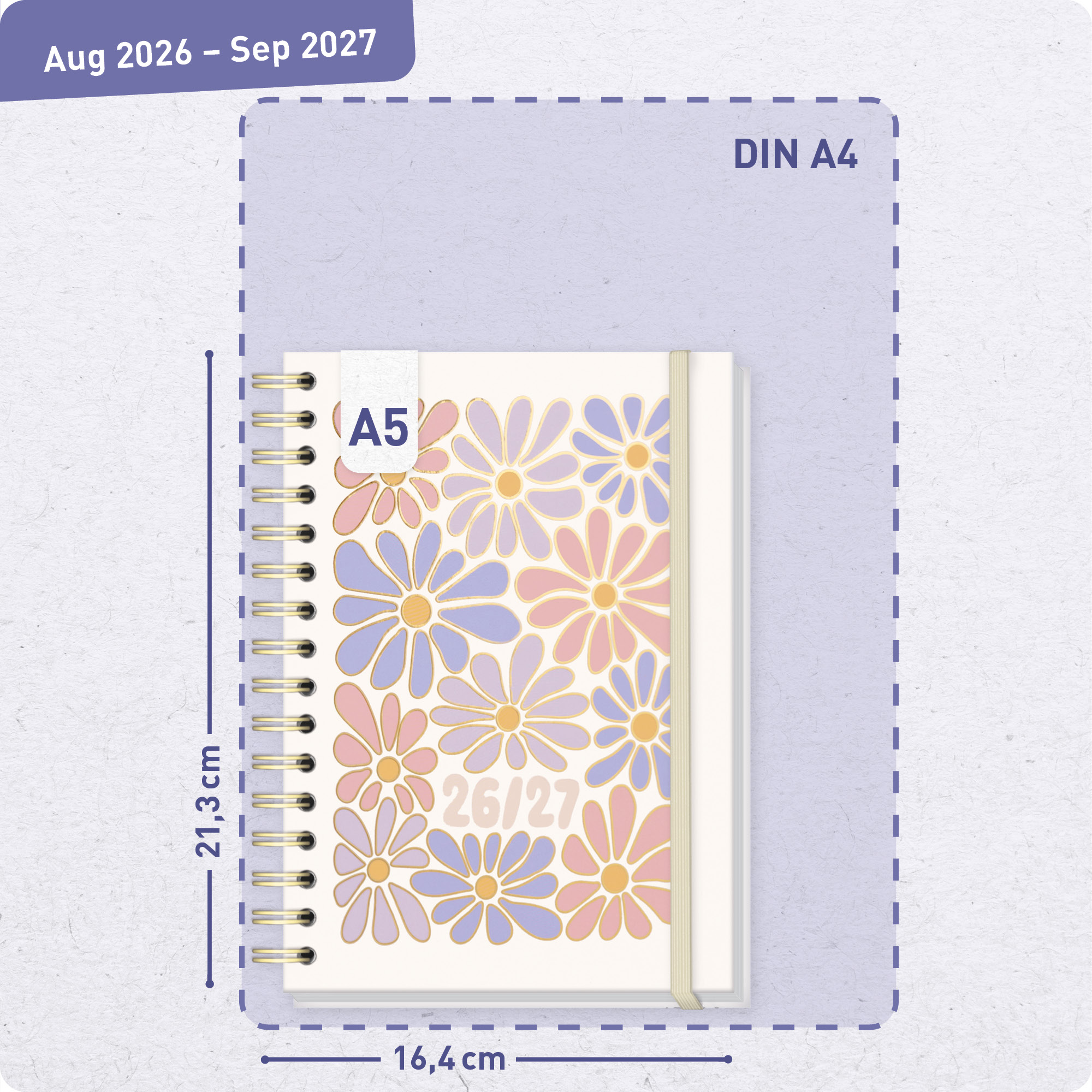 Artikelbild 3 des Artikels “Häfft-Timer Fancy A5 2026/2027 [Flower Power rosé] “