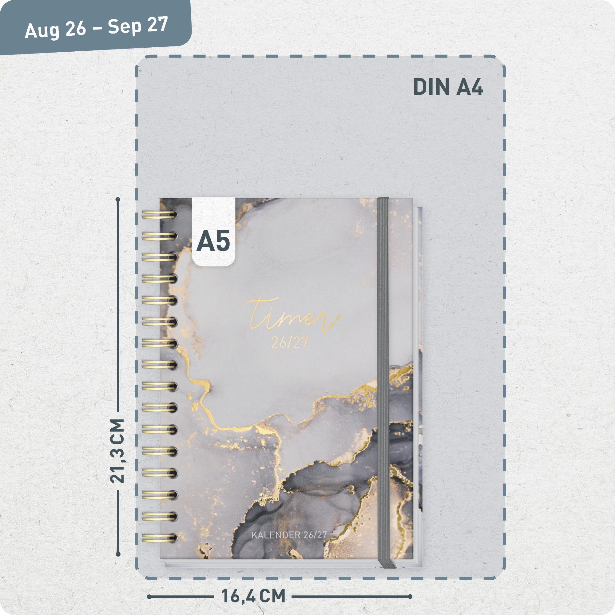 Artikelbild 3 des Artikels “Häfft-Timer Fancy A5 2026/2027 [Grey Marble] “