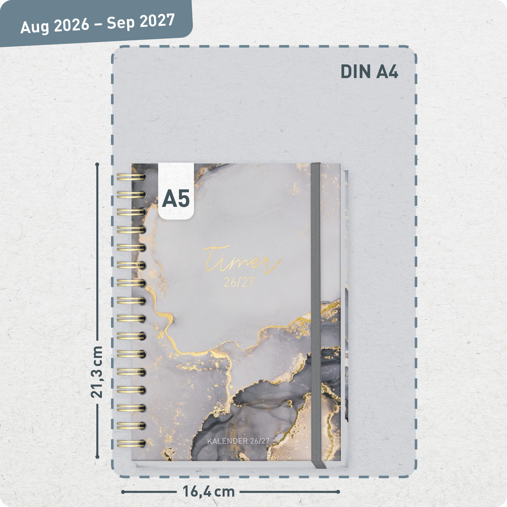Artikelbild 3 des Artikels “Häfft-Timer Fancy A5 2026/2027 [Grey Marble] “