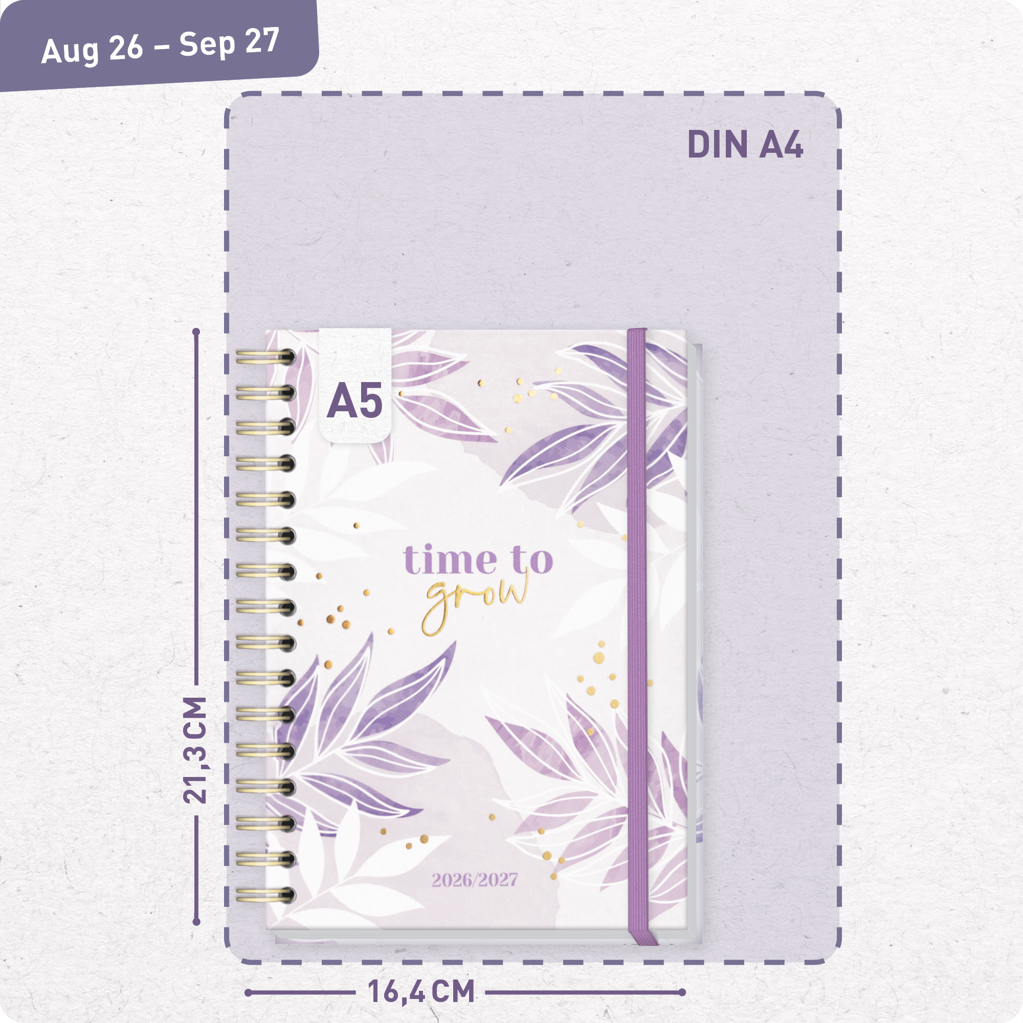 Artikelbild 3 des Artikels “Häfft-Timer Fancy A5 2026/2027 [Purple Leaves] “