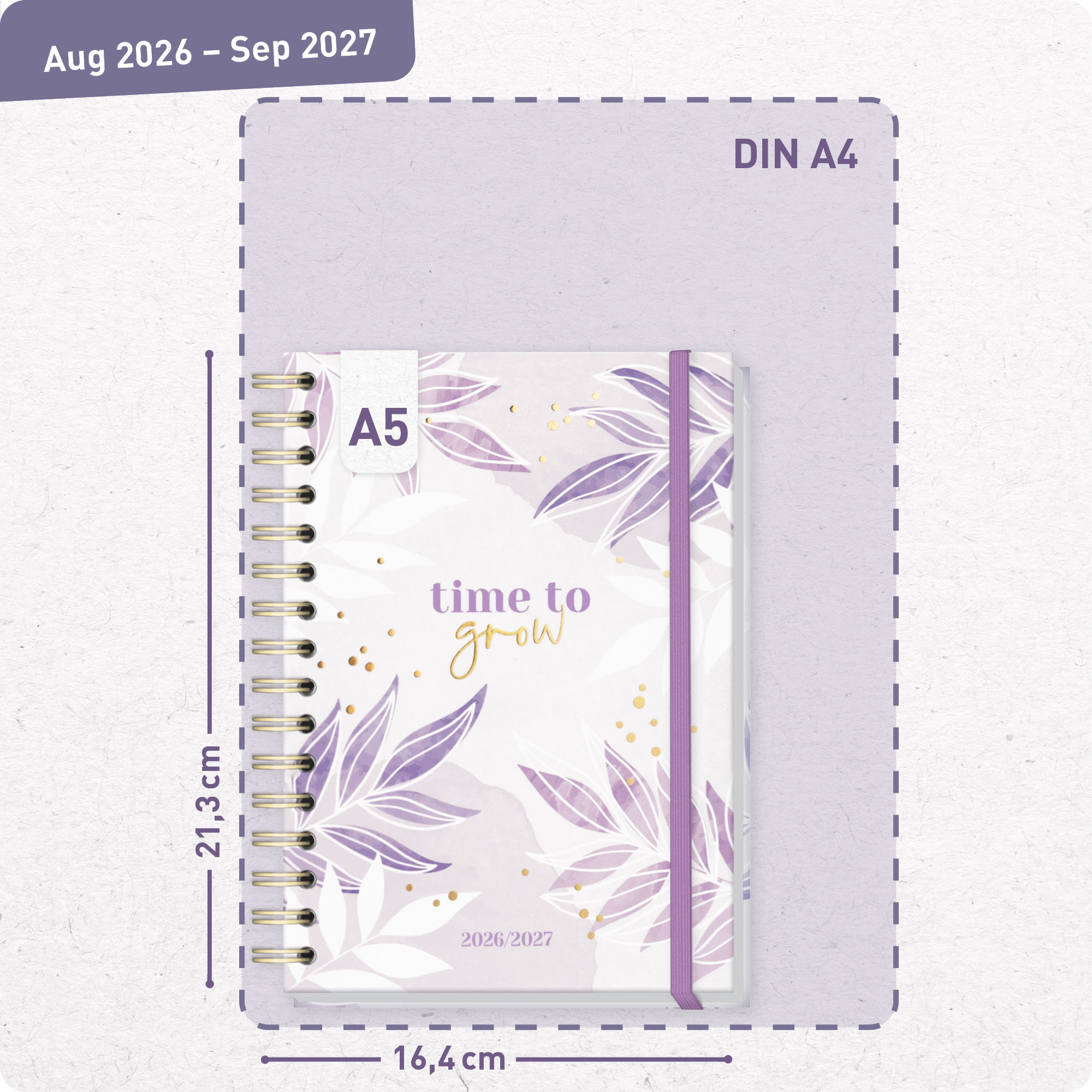 Artikelbild 3 des Artikels “Häfft-Timer Fancy A5 2026/2027 [Purple Leaves] “