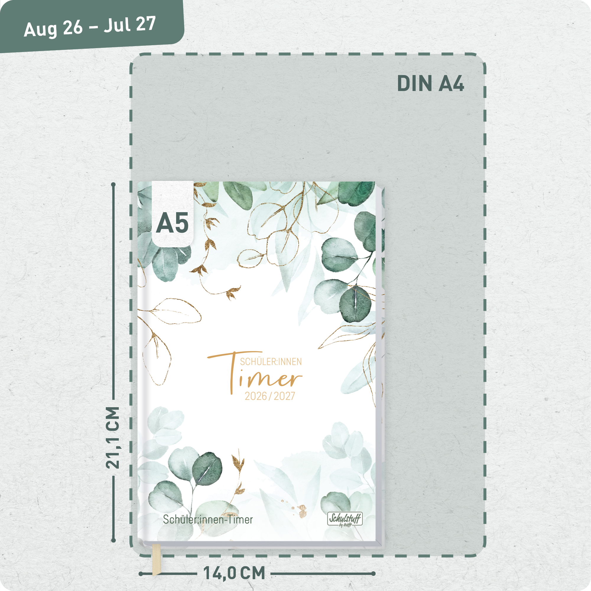 Artikelbild 3 des Artikels “Schulstuff Schüler:innen-Timer A5 2026/2027 [Mint Blattgold] “