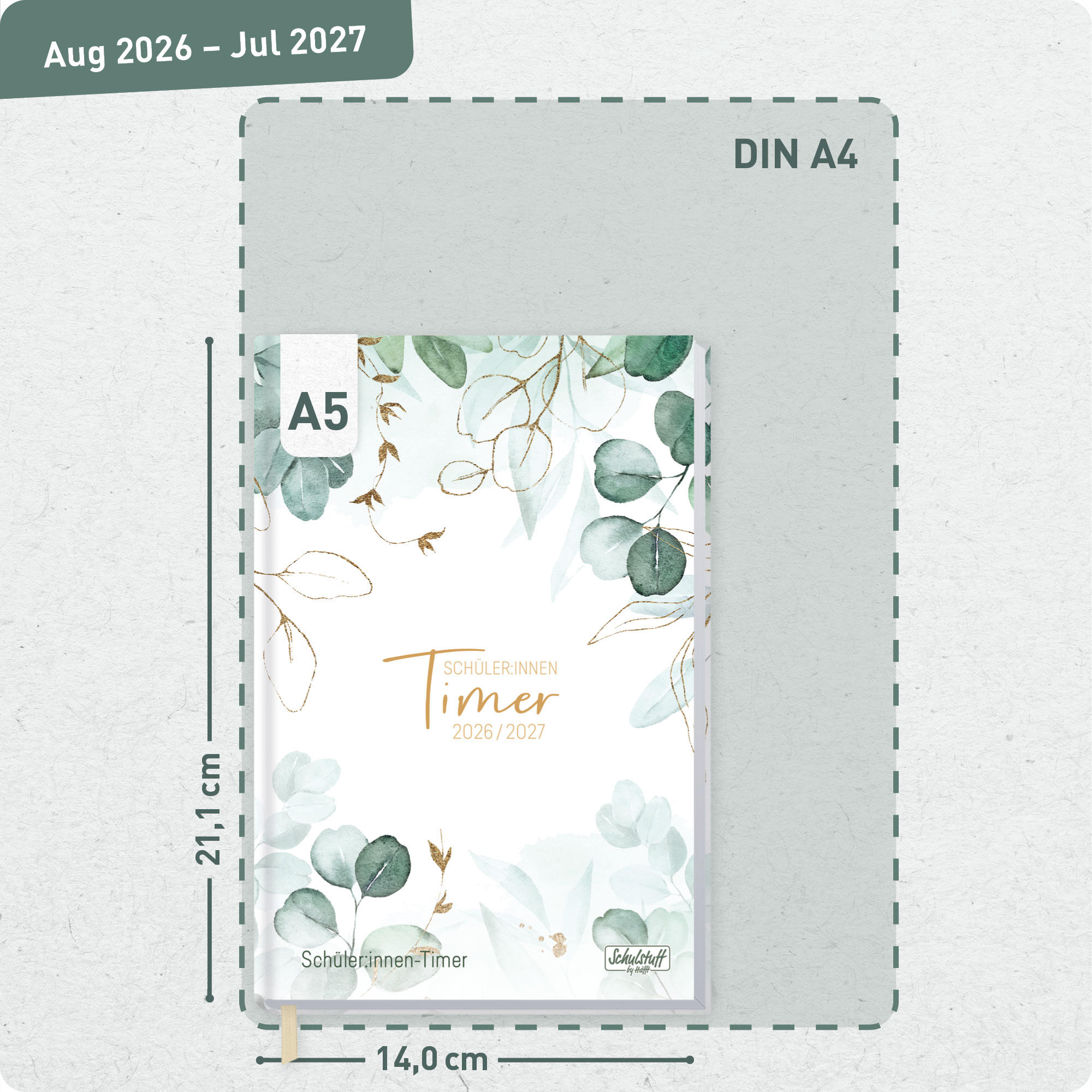 Artikelbild 3 des Artikels “Schulstuff Schüler:innen-Timer A5 2026/2027 [Mint Blattgold] “