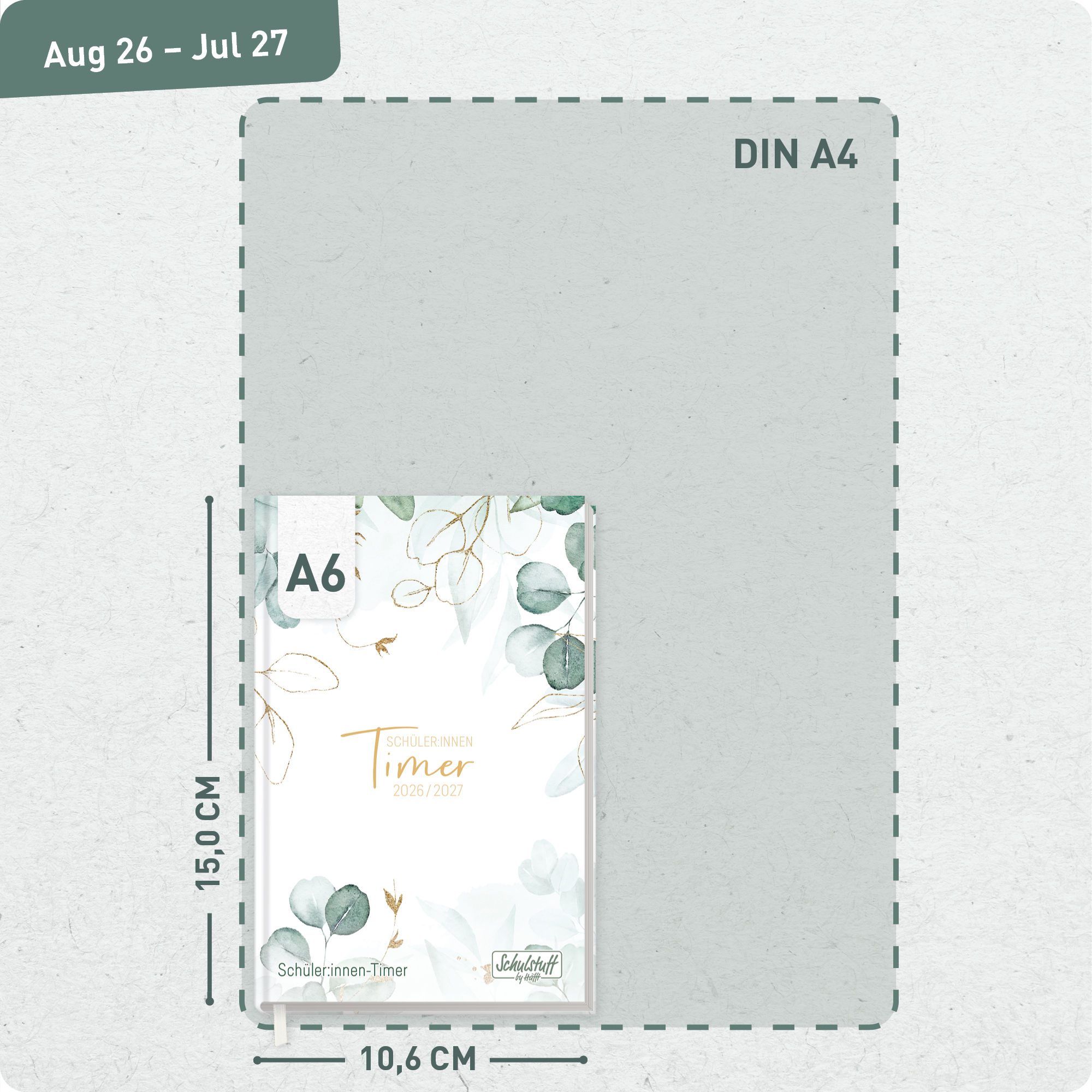 Artikelbild 3 des Artikels “Schulstuff Schüler:innen-Timer A6 2026/2027 [Mint Blattgold] “